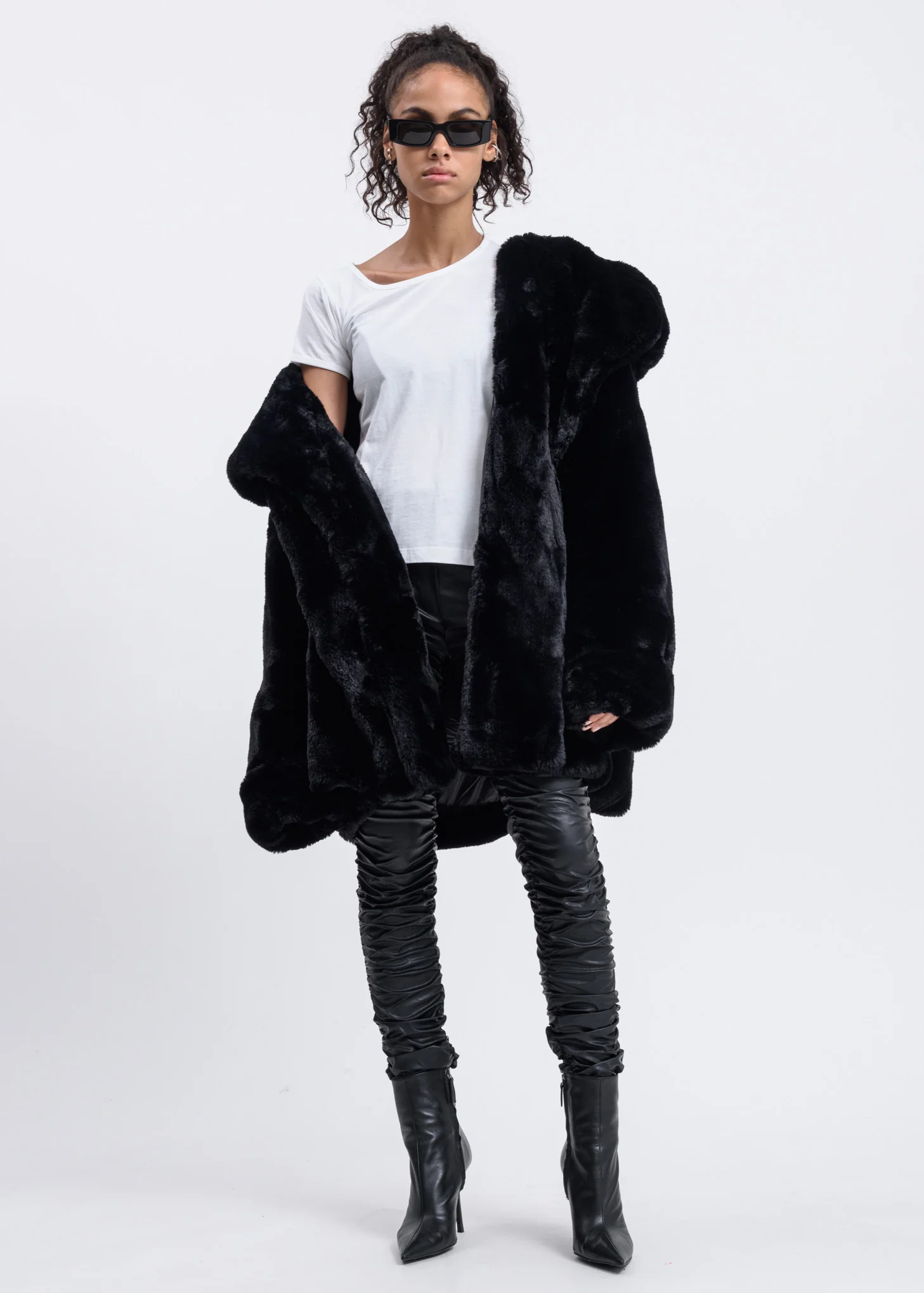 Black Faux Fur Coat - Image 6