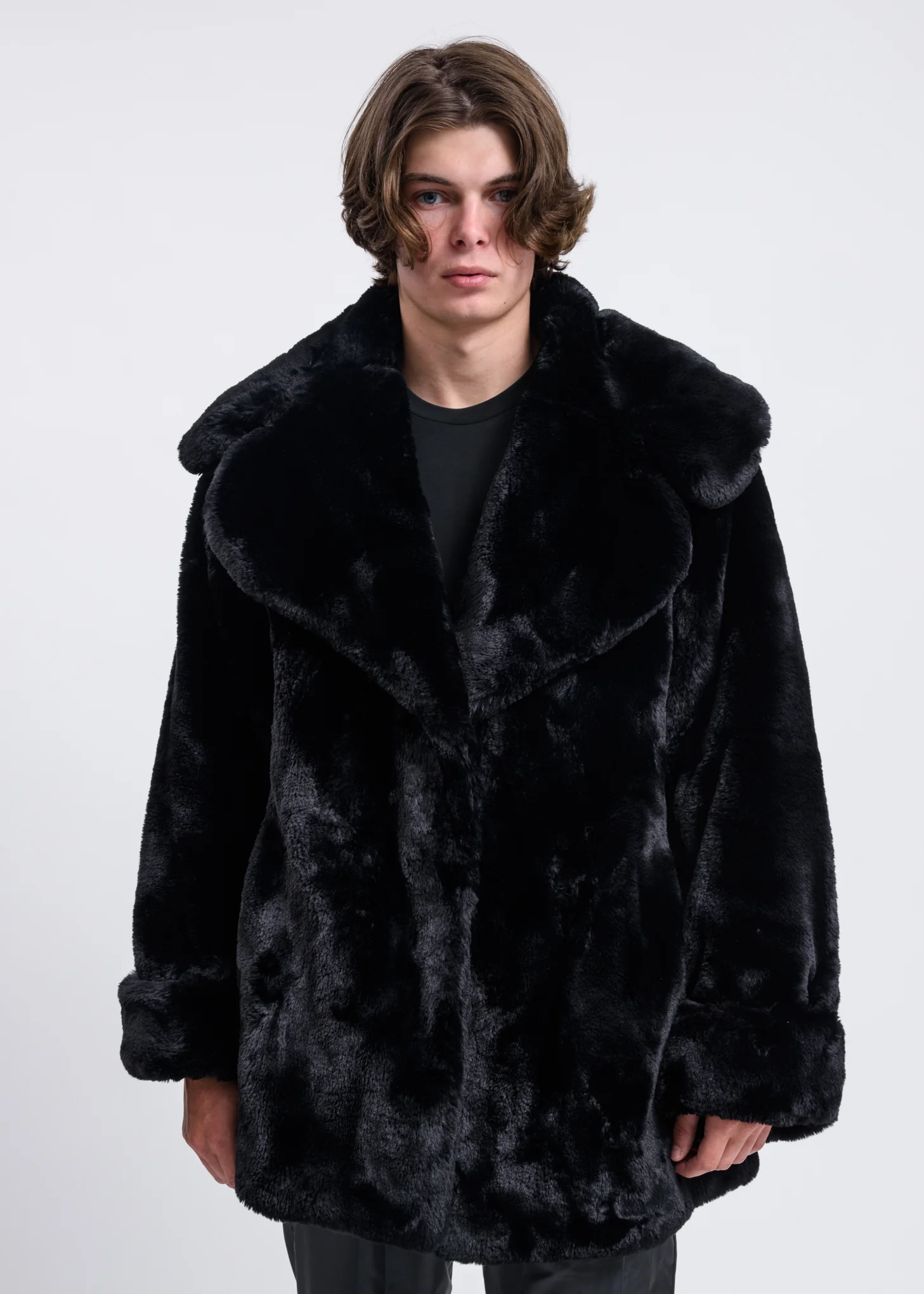 Black Faux Fur Coat