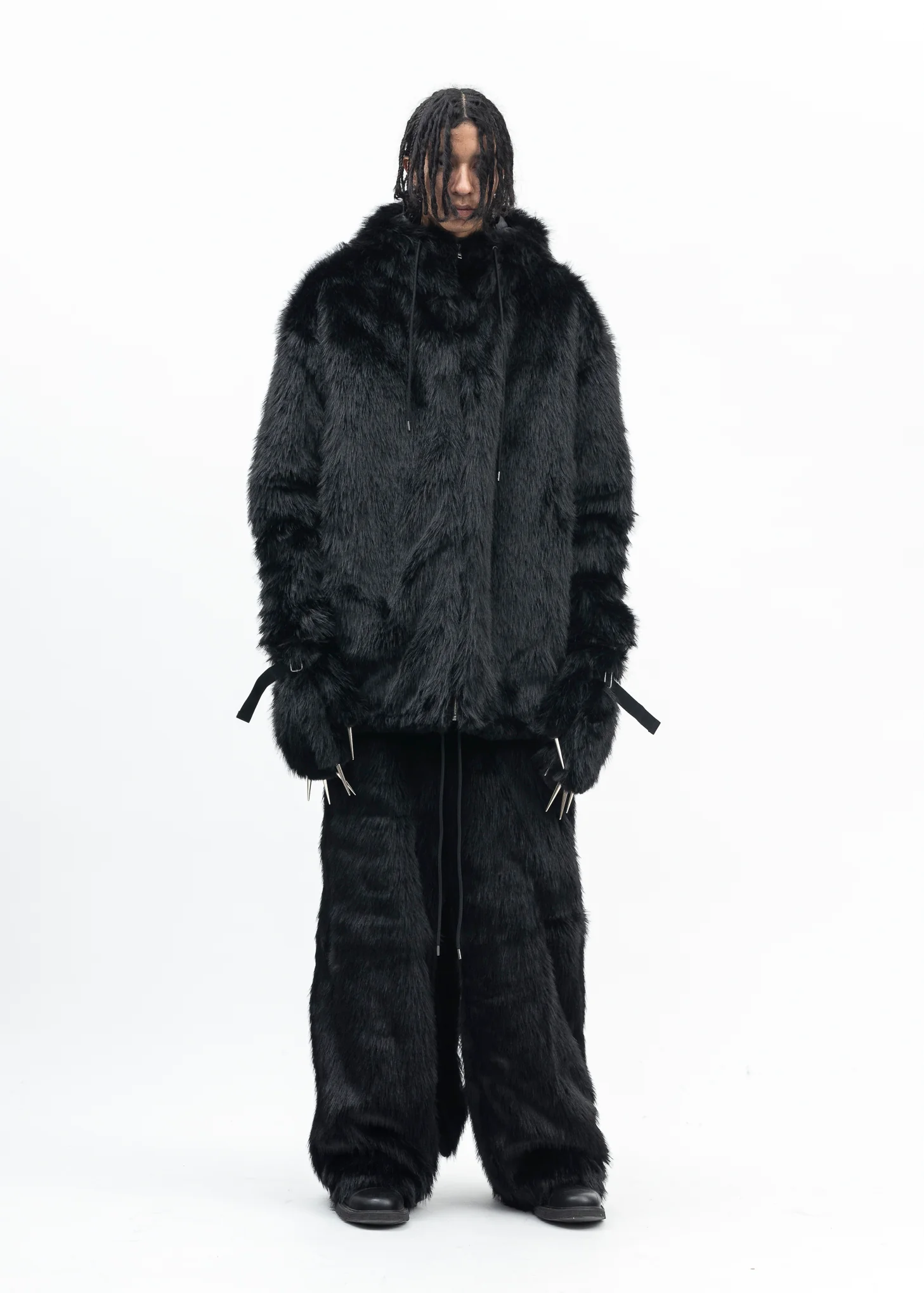 BLACK FAUX-FUR DEVIL PANTS - Image 6