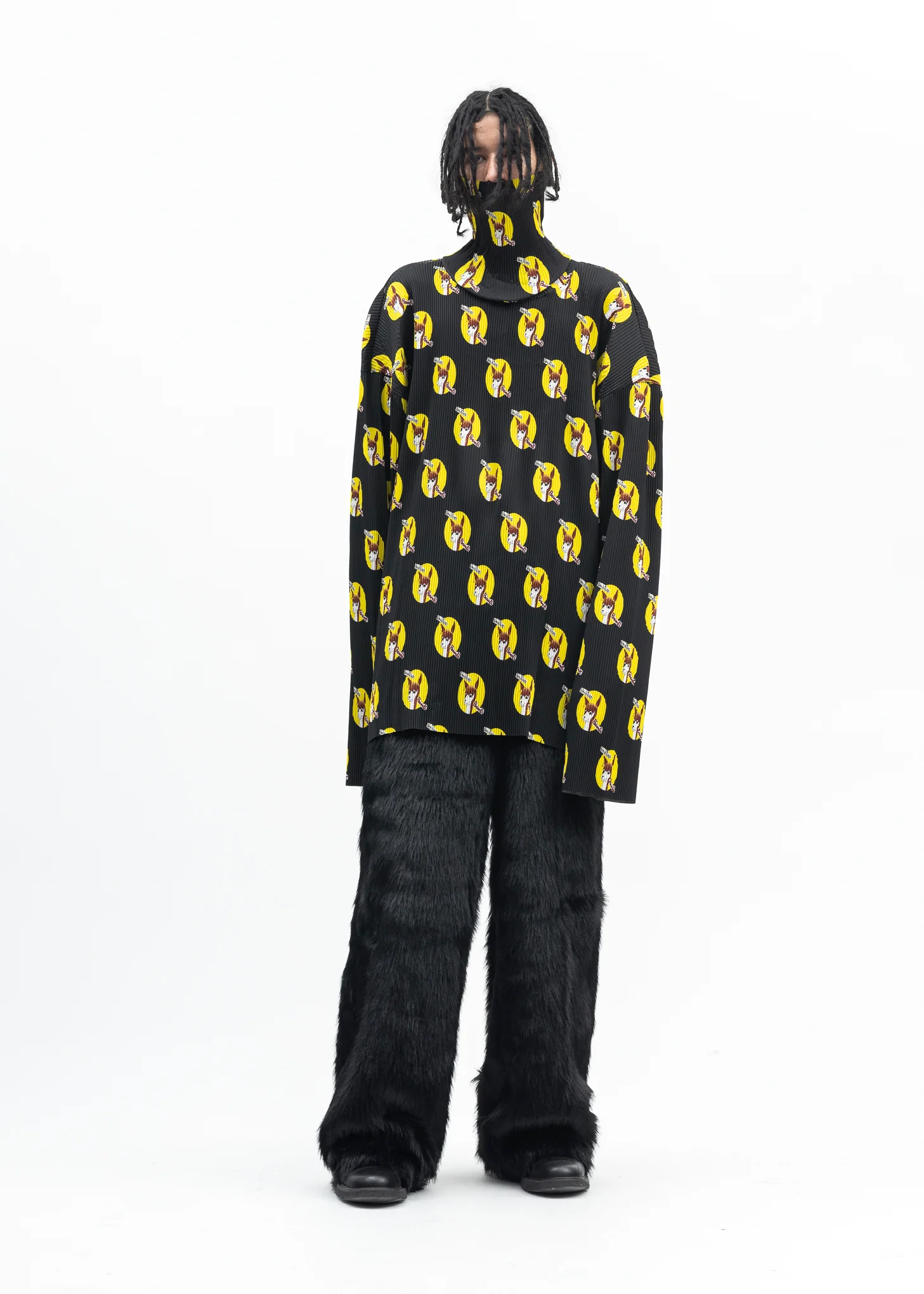 BLACK FAUX-FUR DEVIL PANTS - Image 8