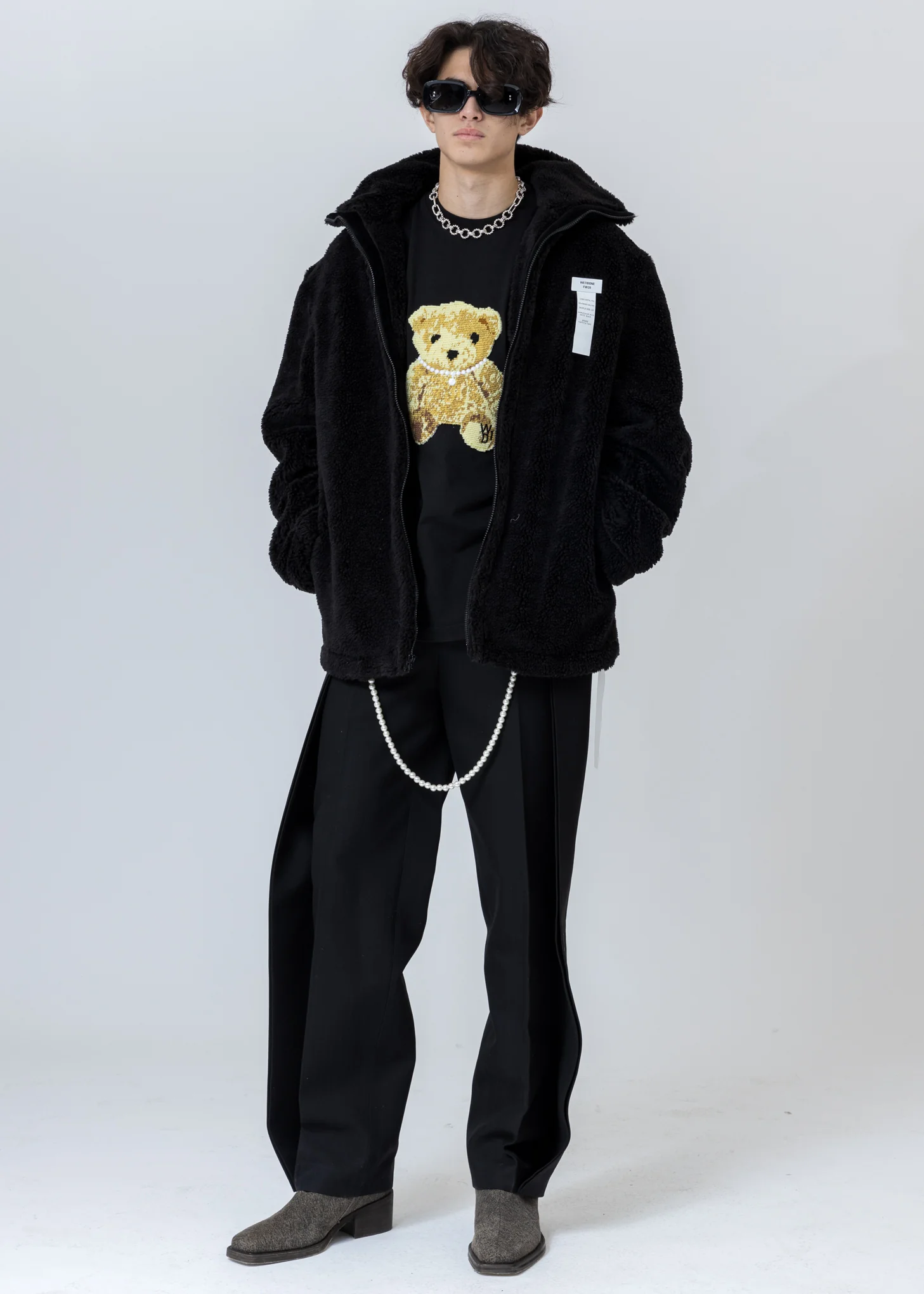 Black Faux Fur Jumper With Pin - Image 2