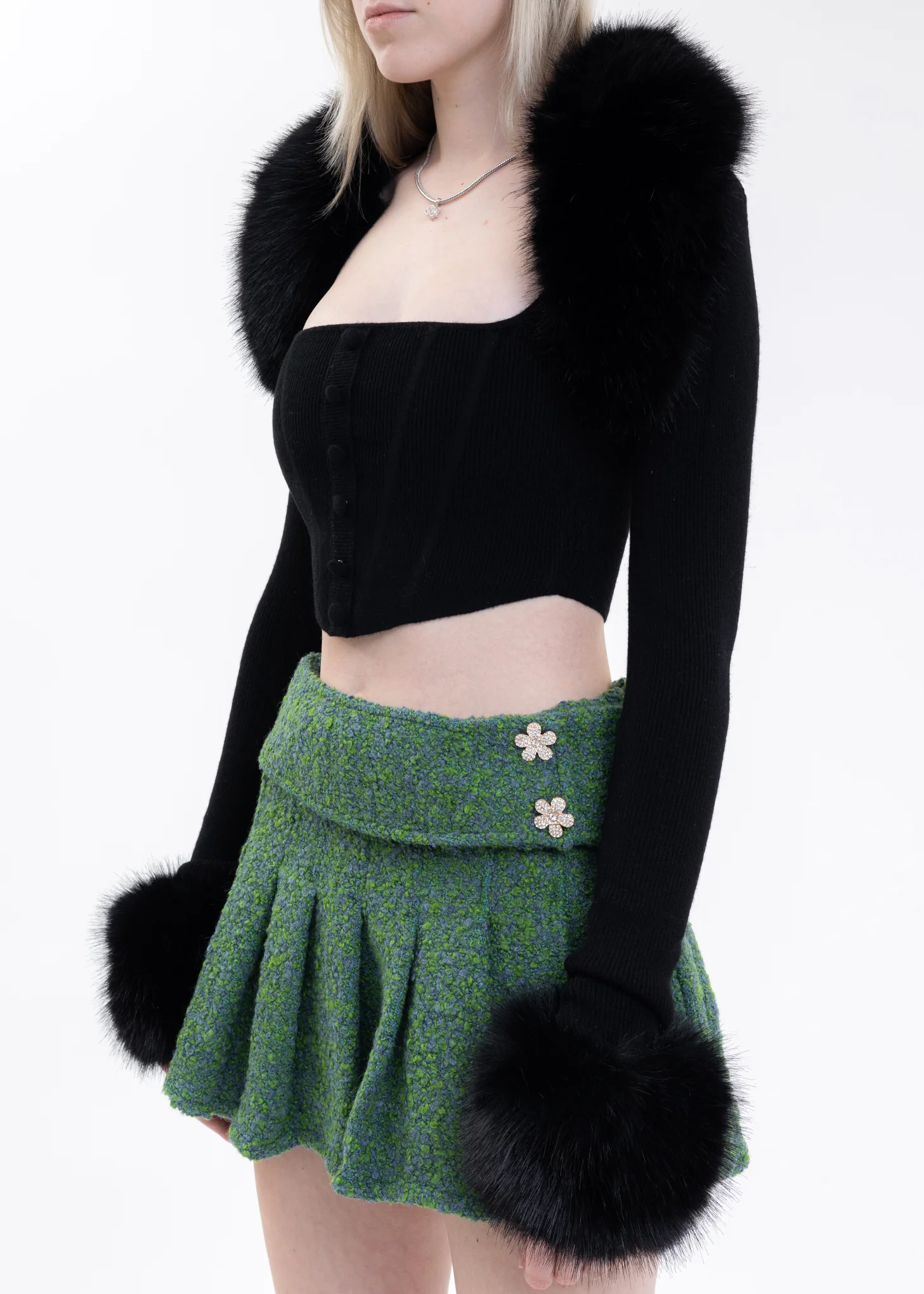 Black Faux Fur Knit Bolero - Image 2