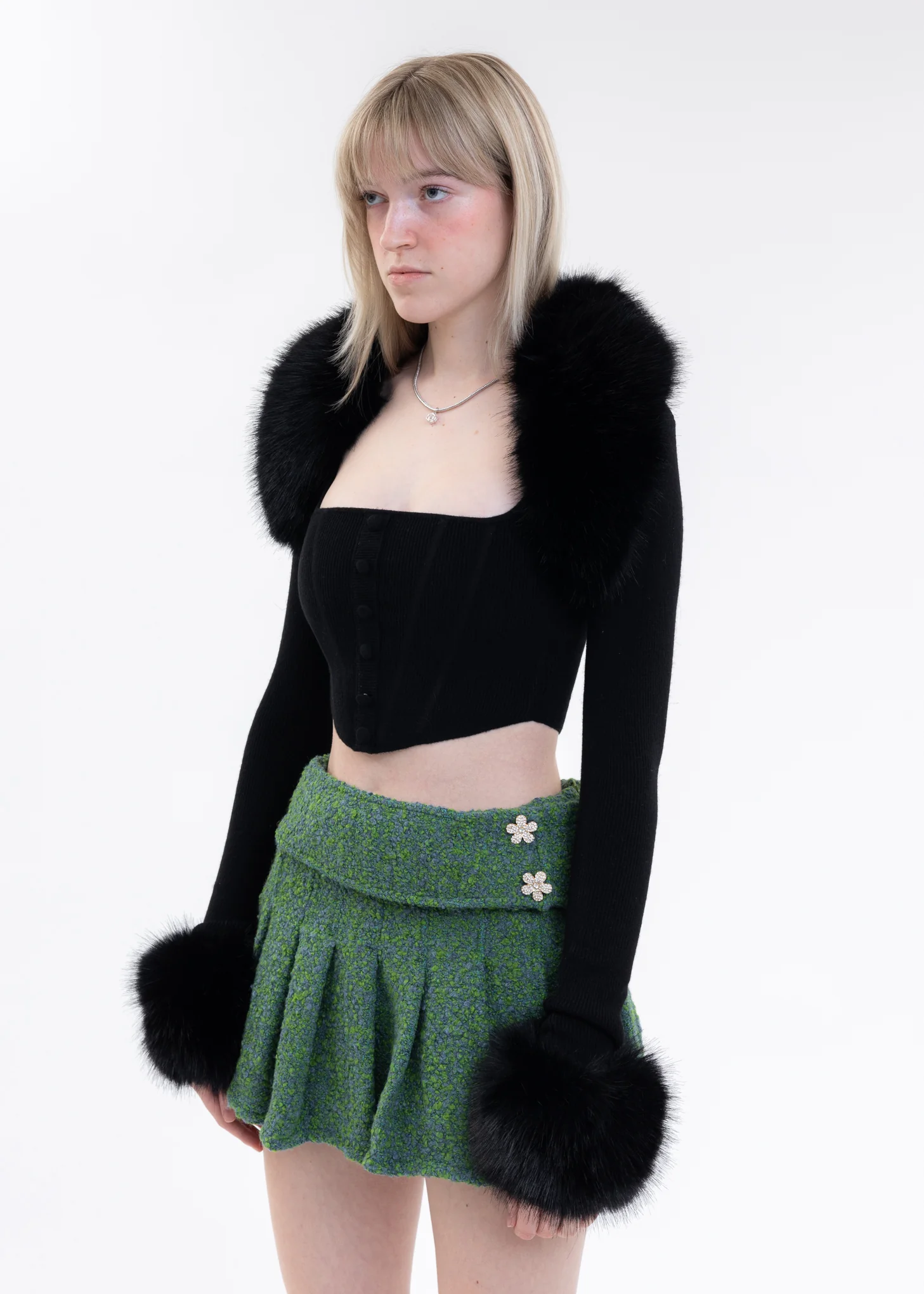 Black Faux Fur Knit Bolero - Image 3