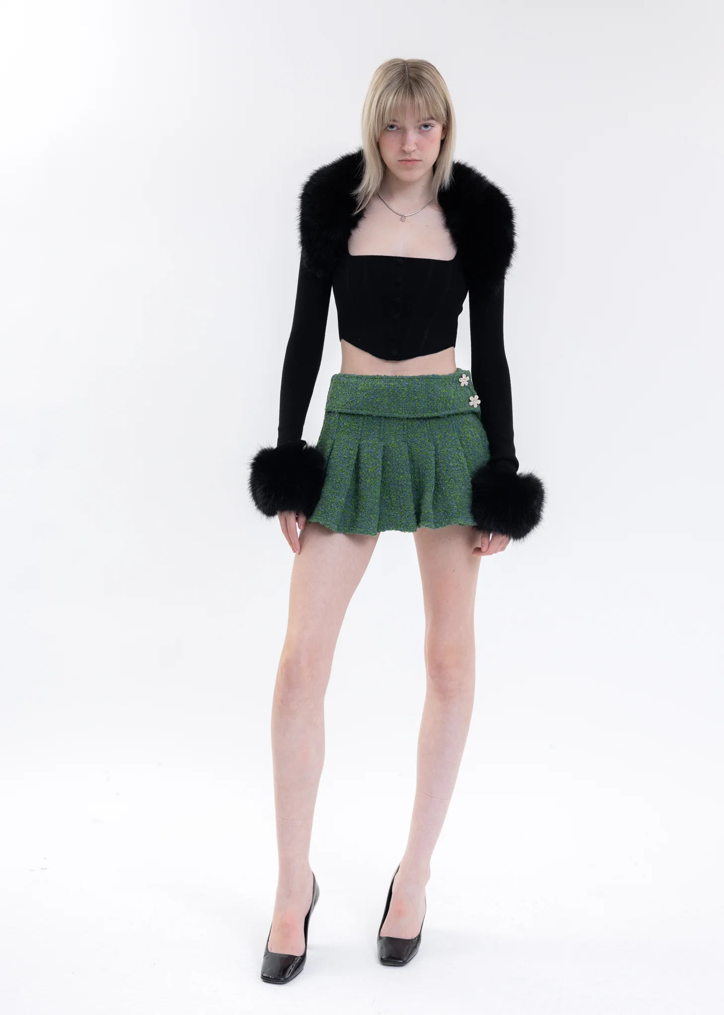 Black Faux Fur Knit Bolero - Image 5