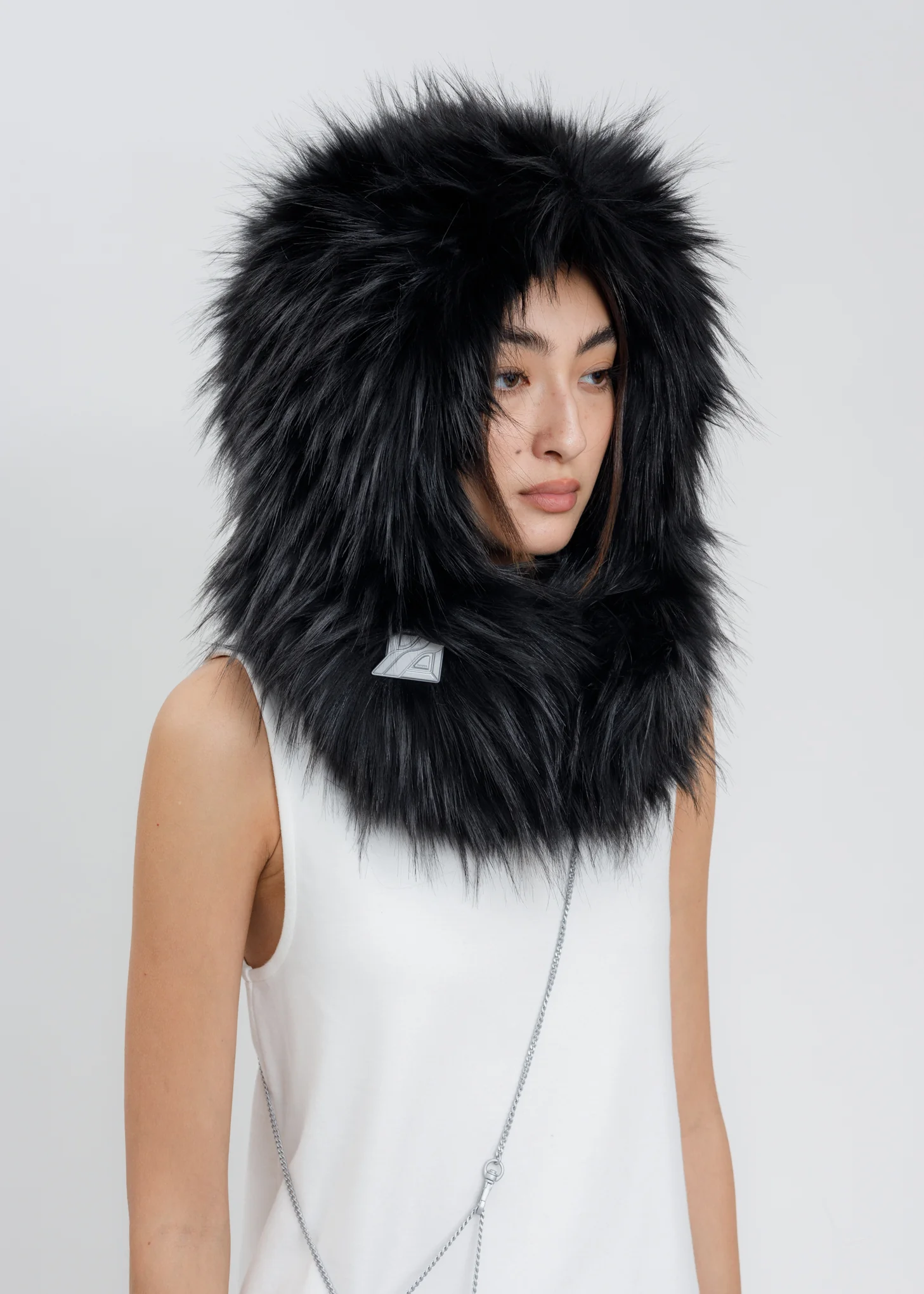 Black Faux Fur Quilting Hood