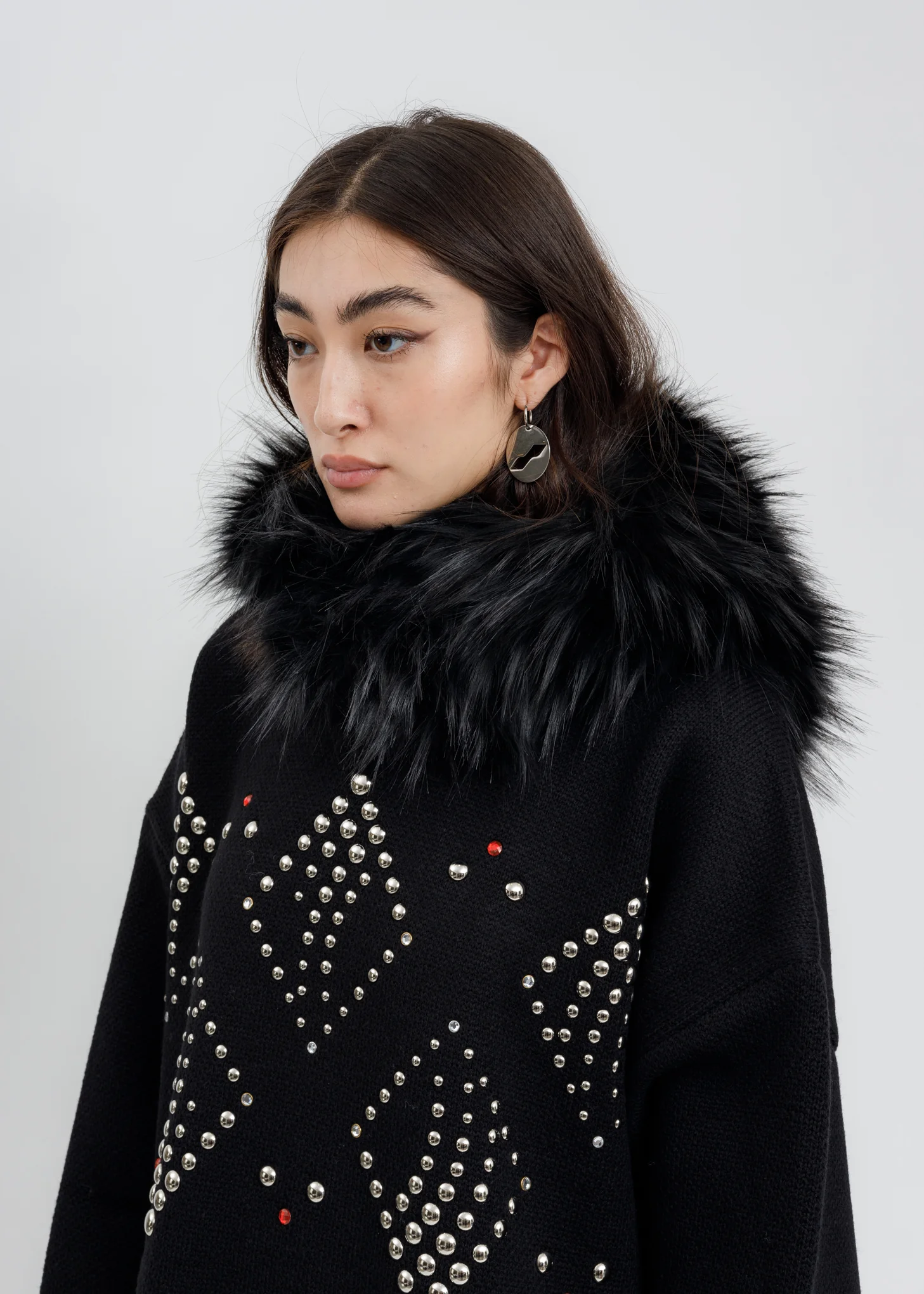Black Faux Fur Quilting Hood - Image 2