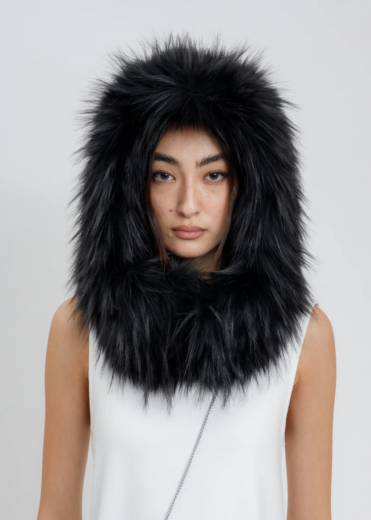 Black Faux Fur Quilting Hood - Image 3