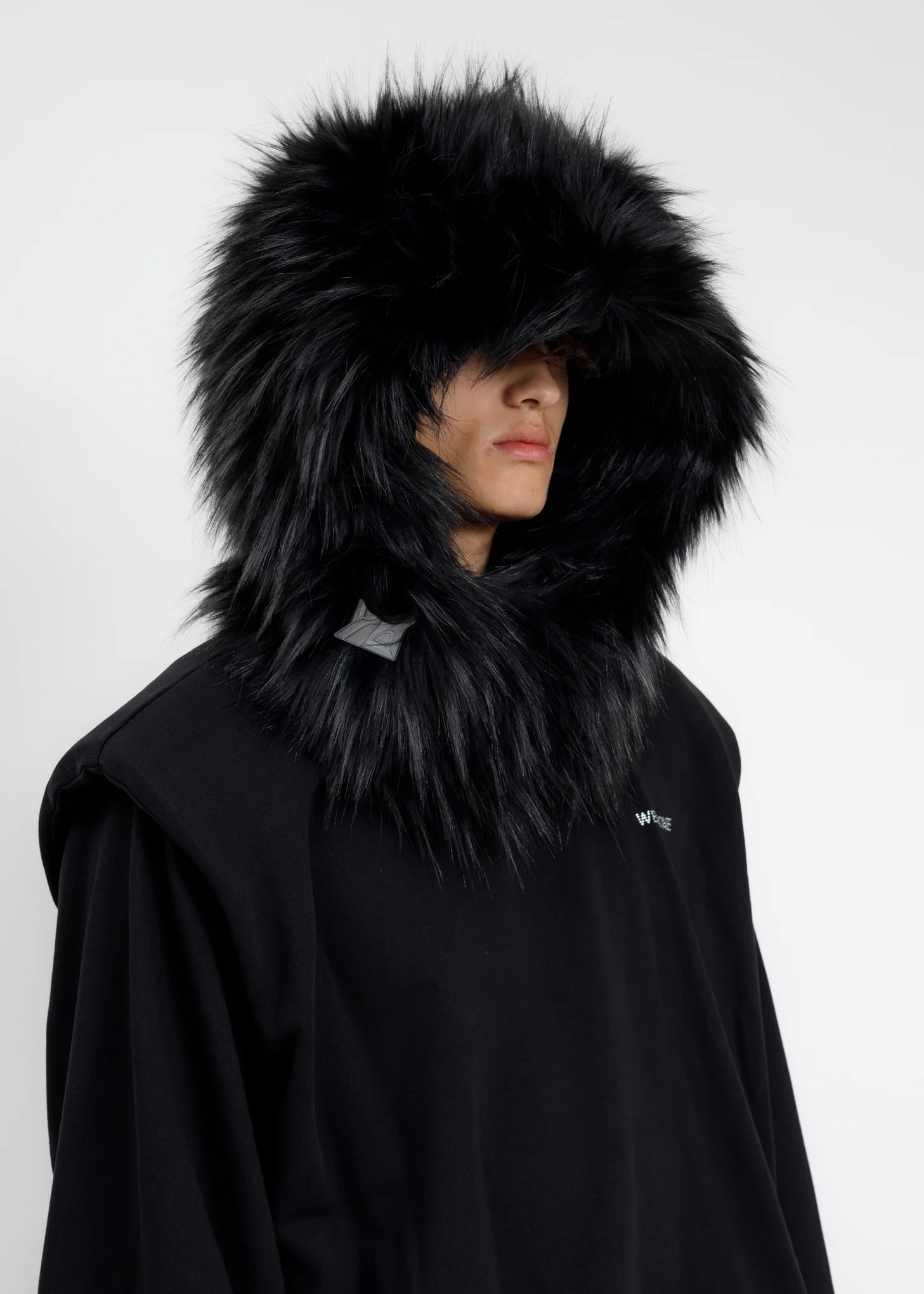 Black Faux Fur Quilting Hood