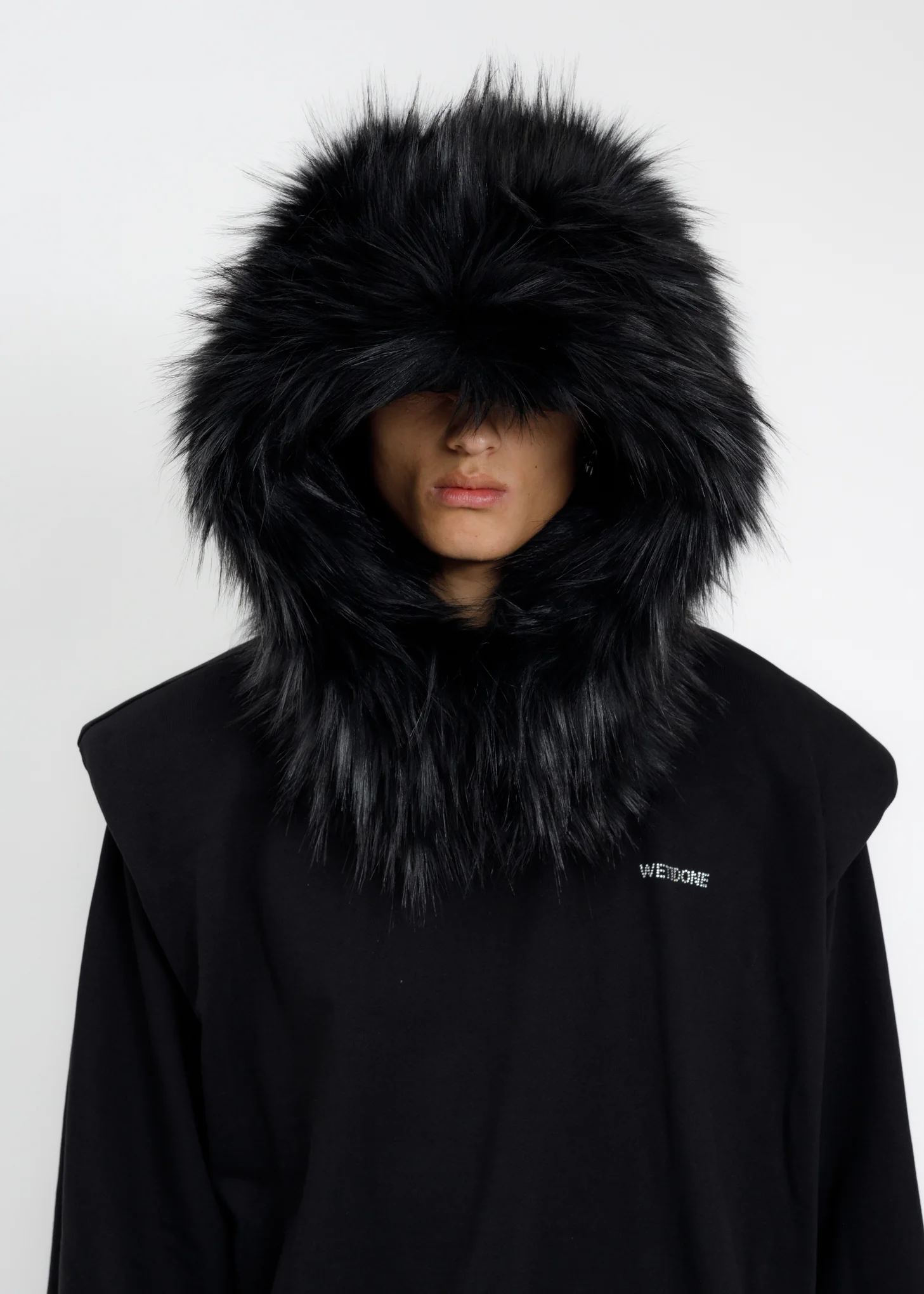 Black Faux Fur Quilting Hood - Image 3
