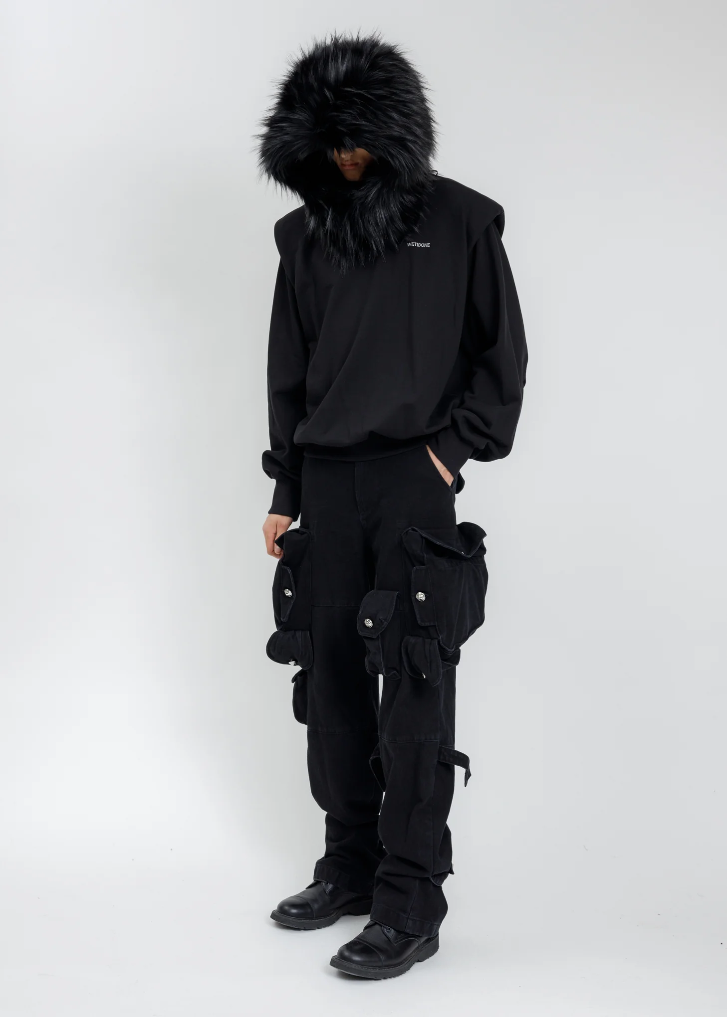 Black Faux Fur Quilting Hood - Image 6