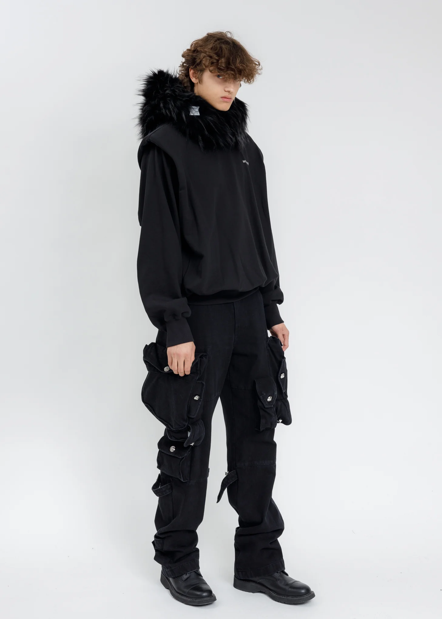 Black Faux Fur Quilting Hood - Image 7
