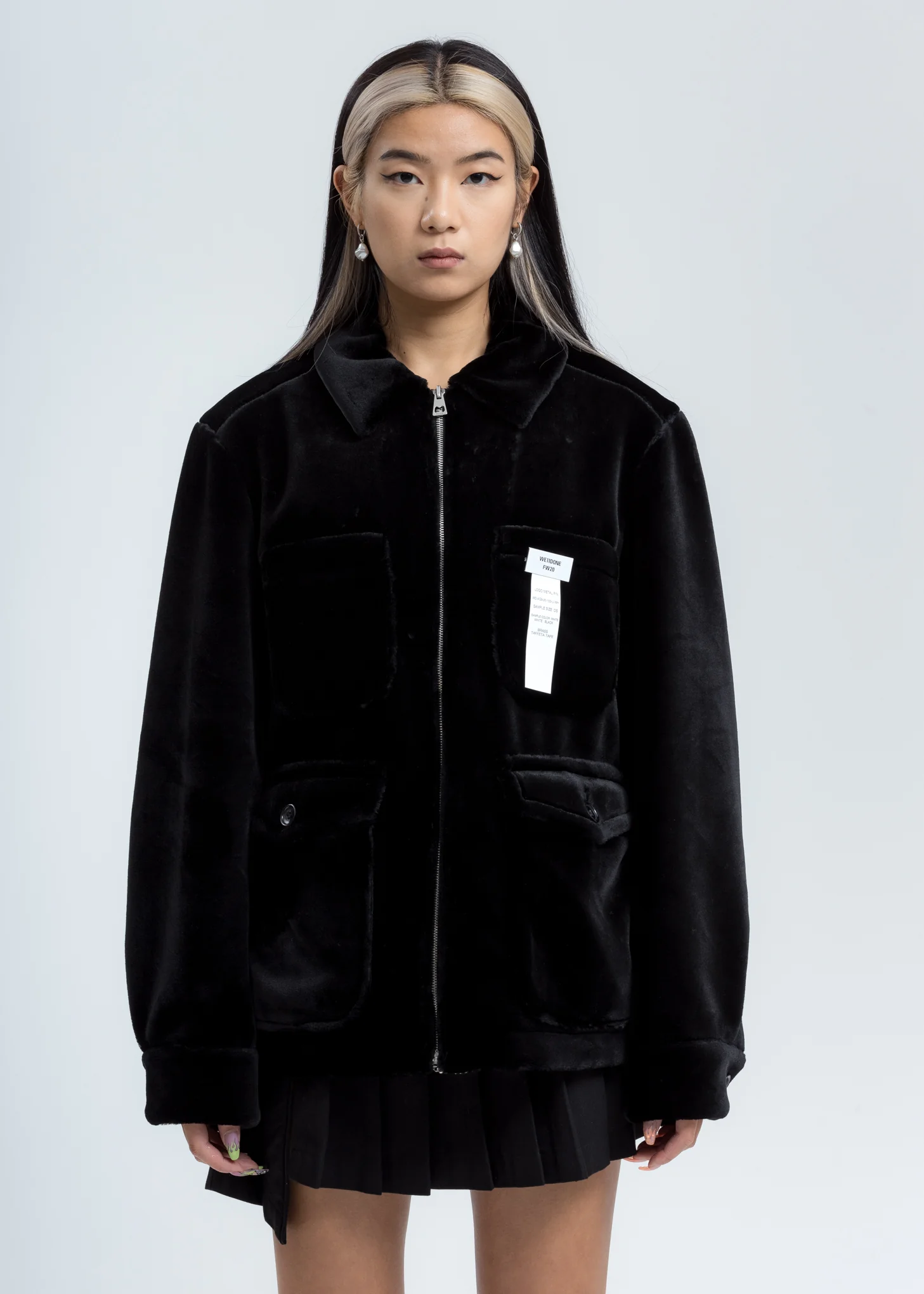 Black Faux Fur Zip Up Jacket