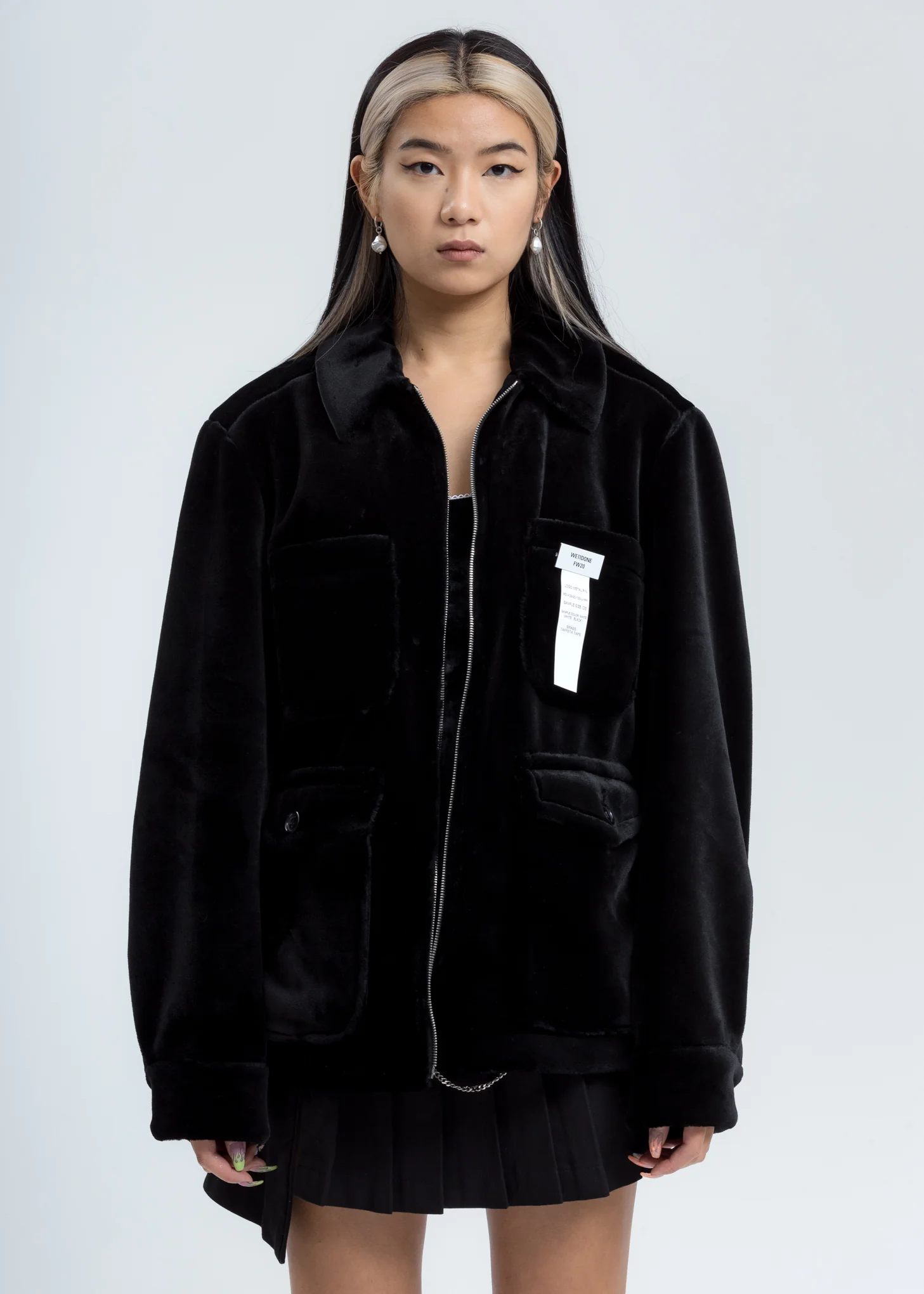 Black Faux Fur Zip Up Jacket - Image 3