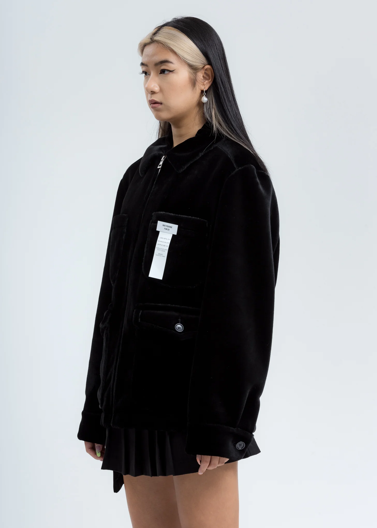 Black Faux Fur Zip Up Jacket - Image 4