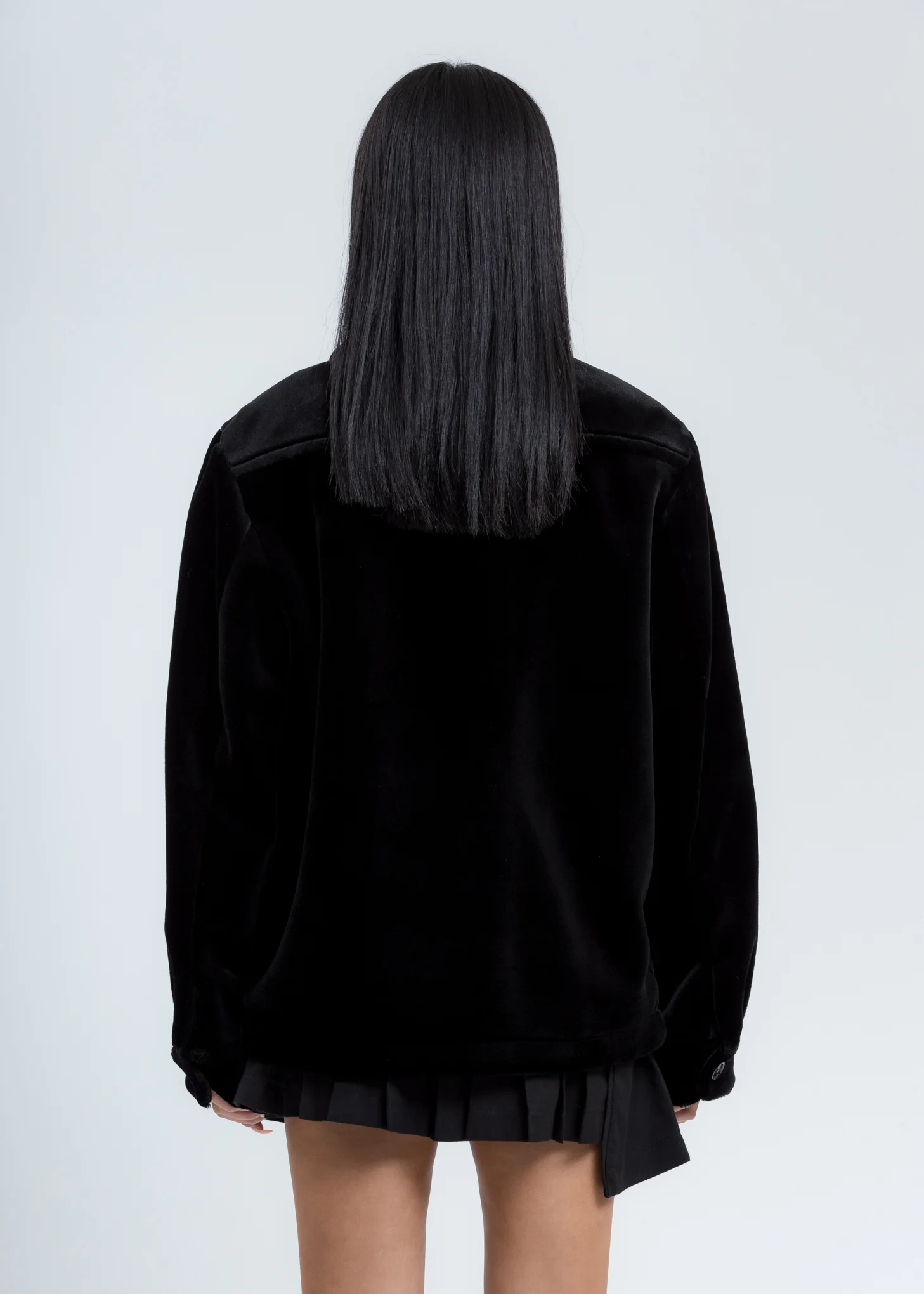 Black Faux Fur Zip Up Jacket - Image 5