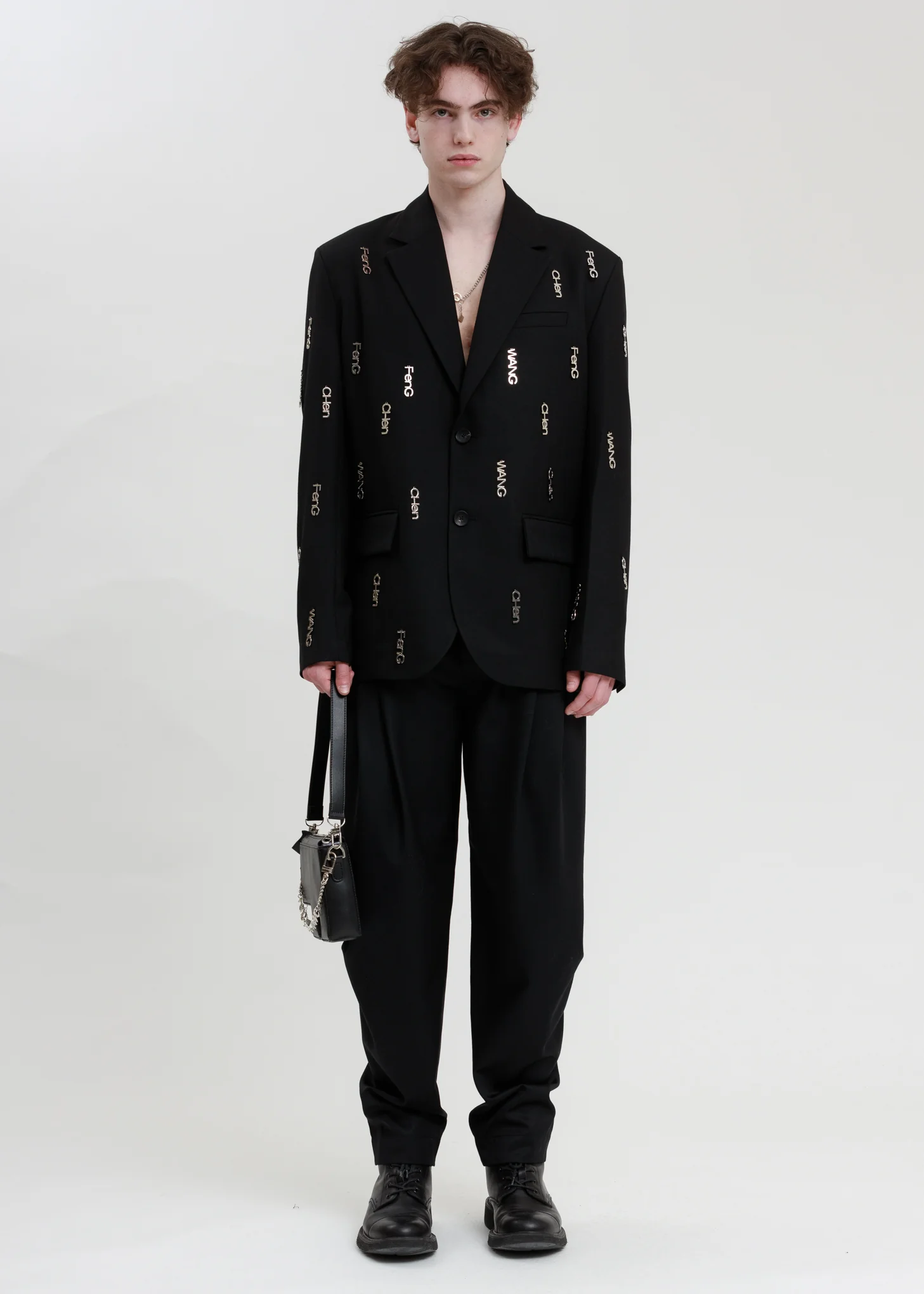 Black Faux Leather F Bag - Image 4