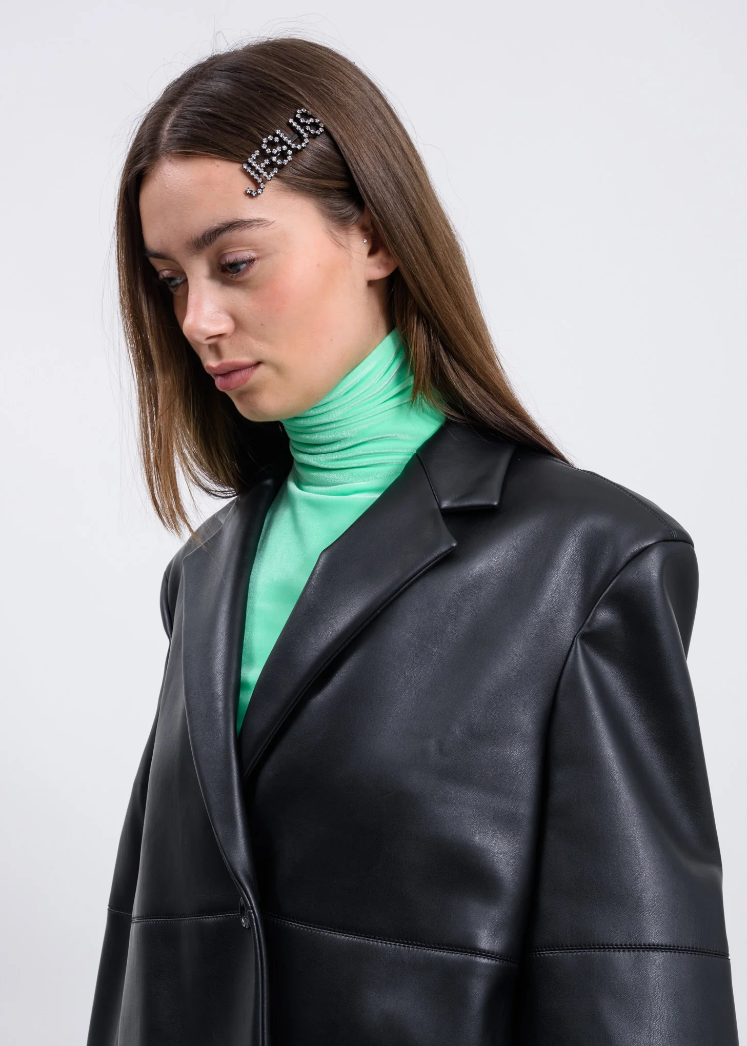 Black Faux Leather Jacket - Image 3