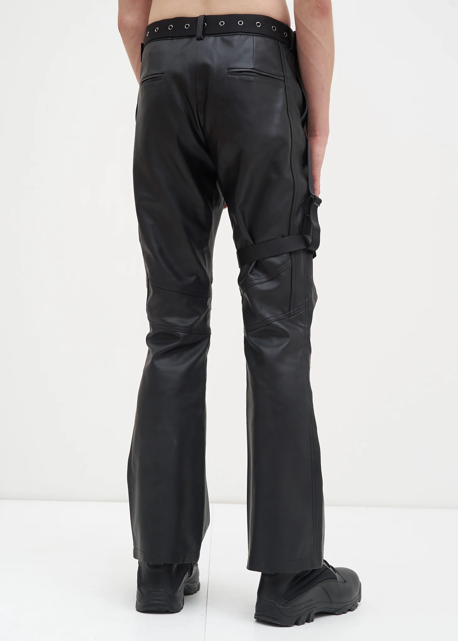Black Faux Leather Pants w/ Garter Belt - Image 3