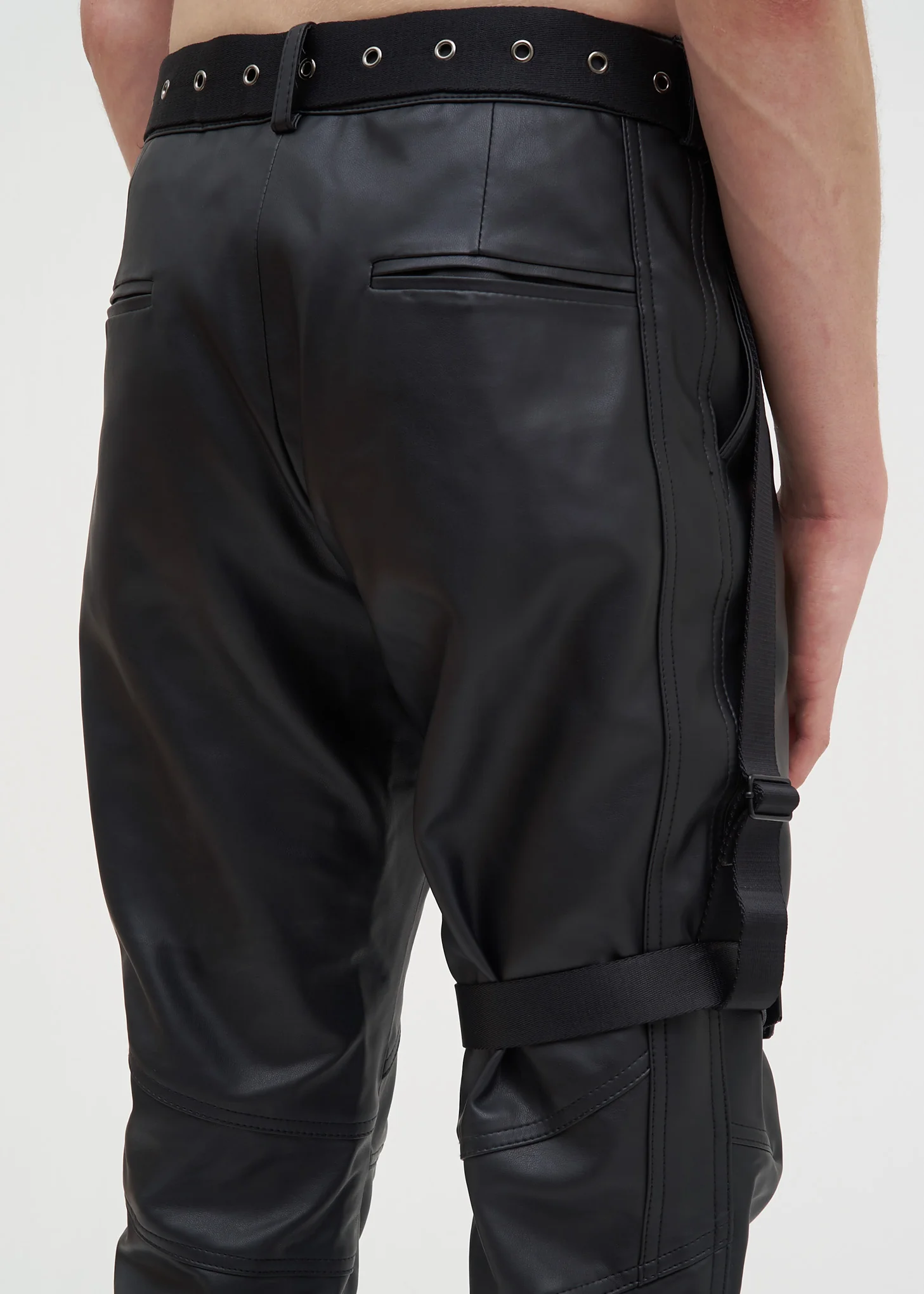 Black Faux Leather Pants w/ Garter Belt - Image 5