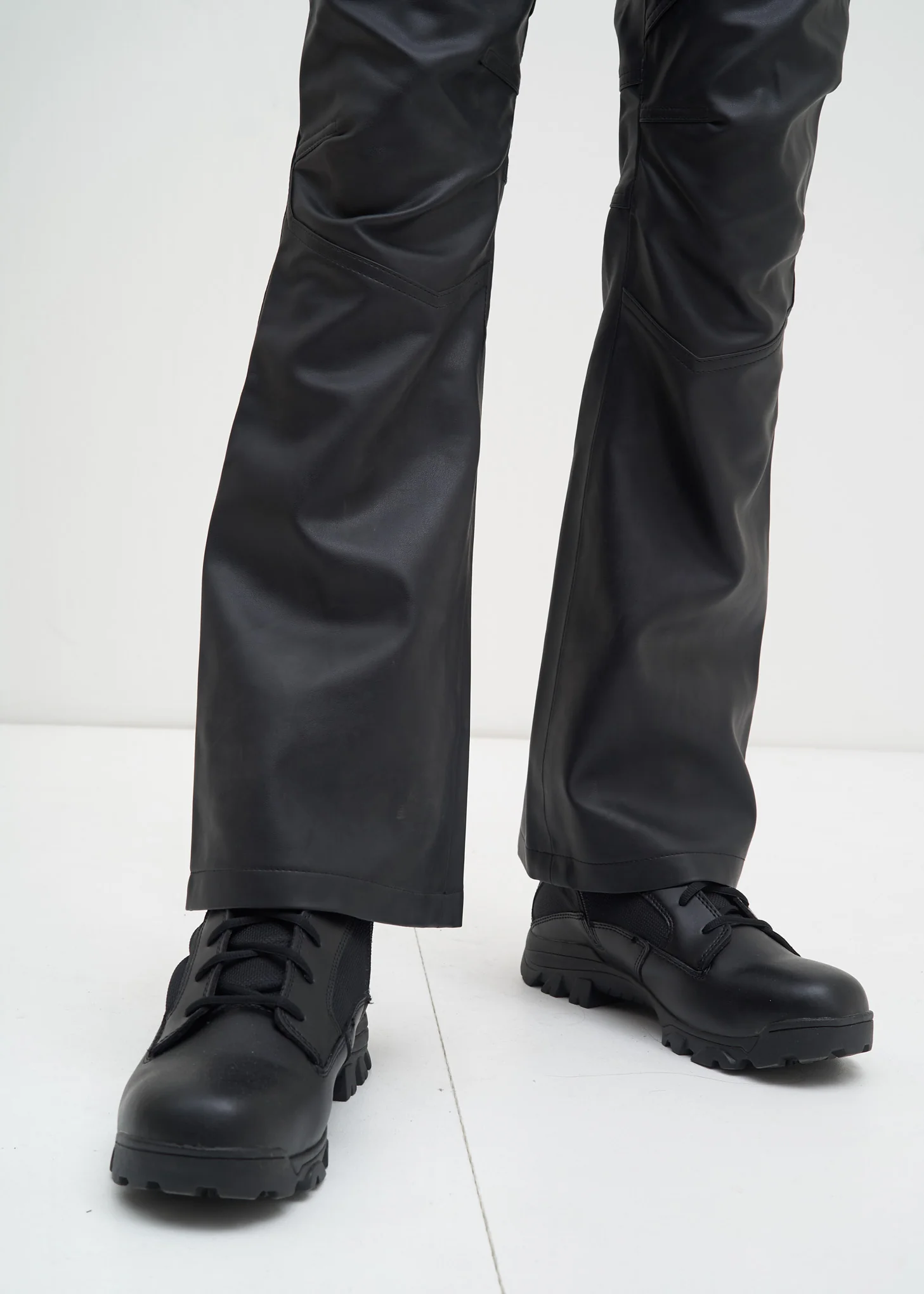 Black Faux Leather Pants w/ Garter Belt - Image 7
