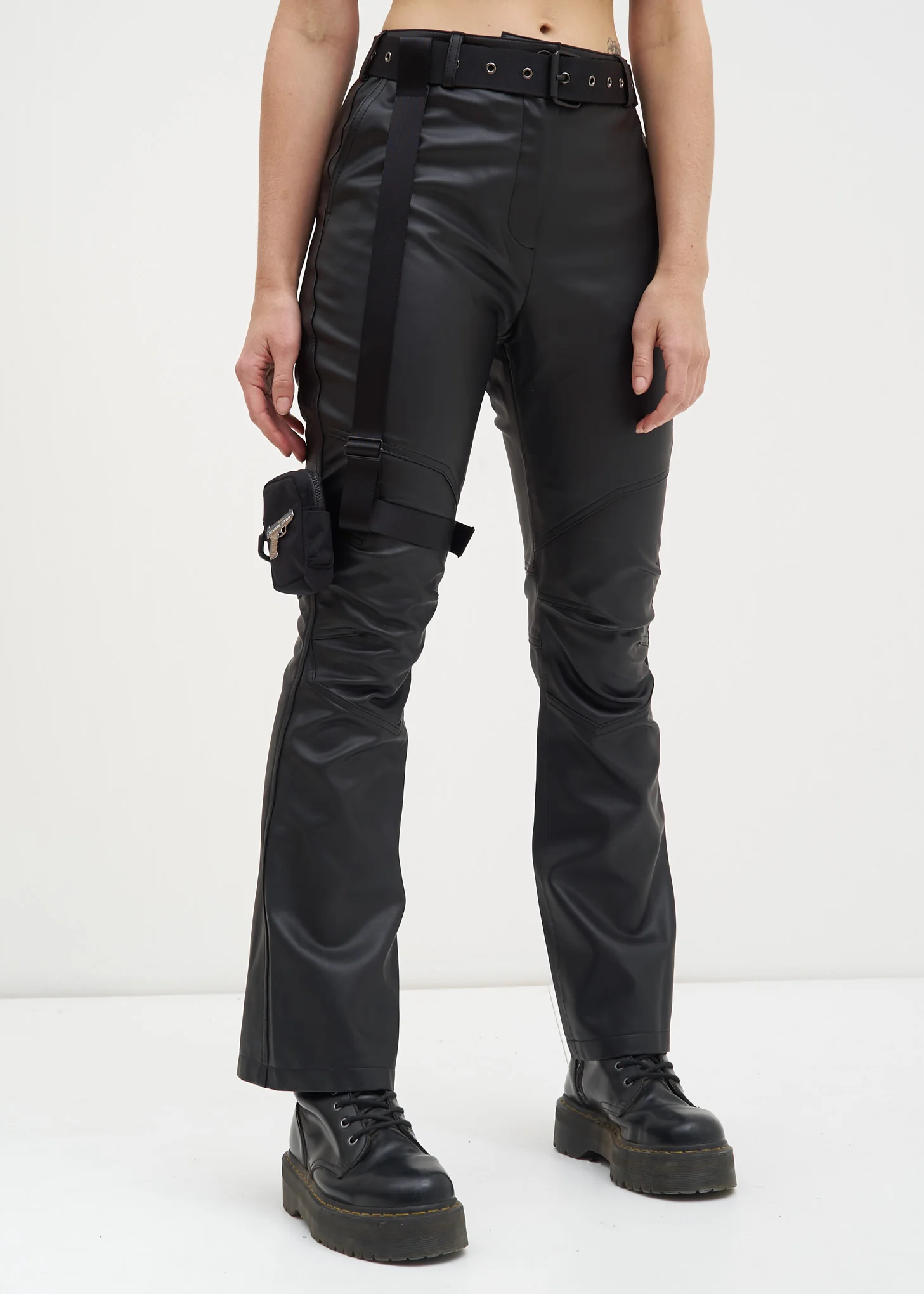 Black Faux Leather Pants w/ Garter Belt
