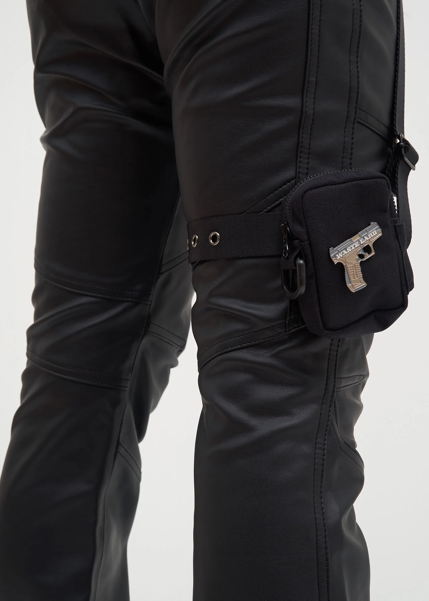 Black Faux Leather Pants w/ Garter Belt - Image 6