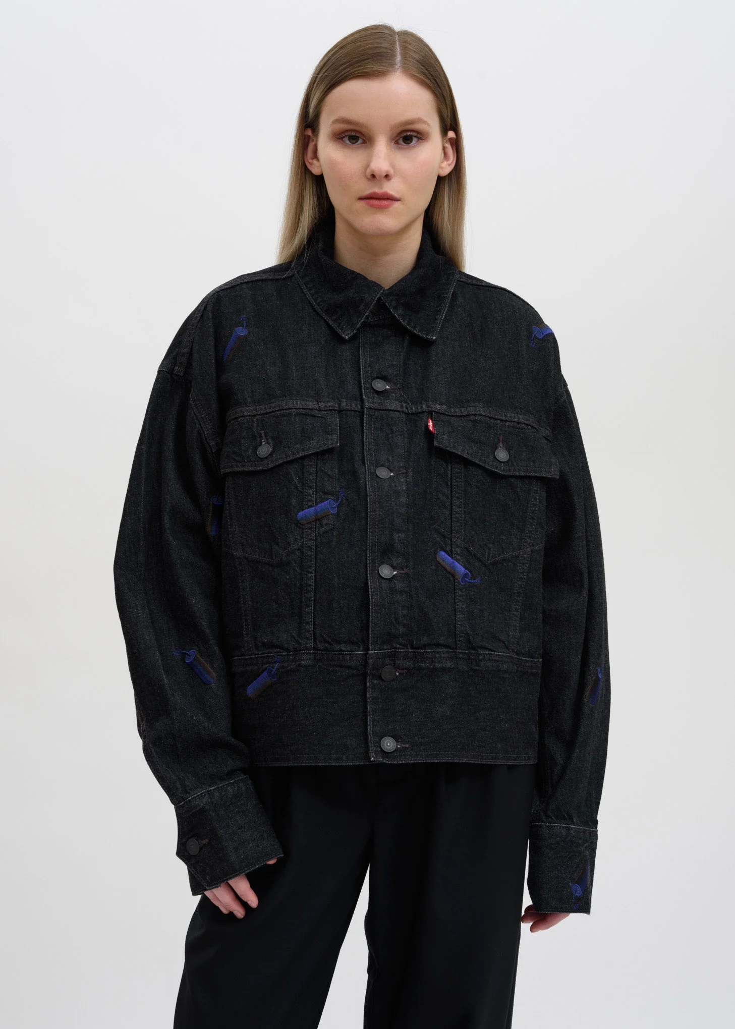 Black FCW Levis Embroidered Trucker Jacket