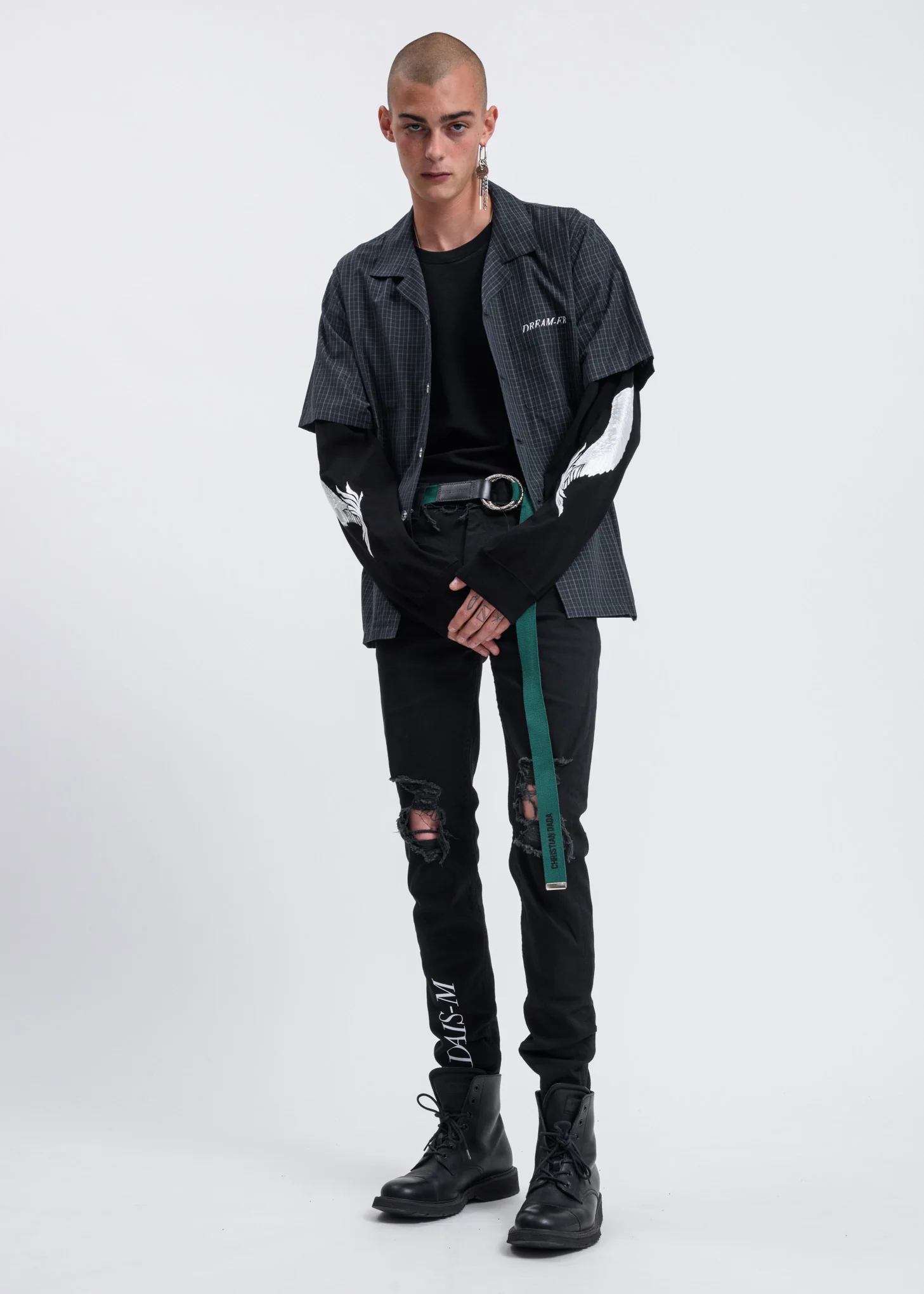 Black Feather Embroidery Long Sleeve T-shirt - Image 7