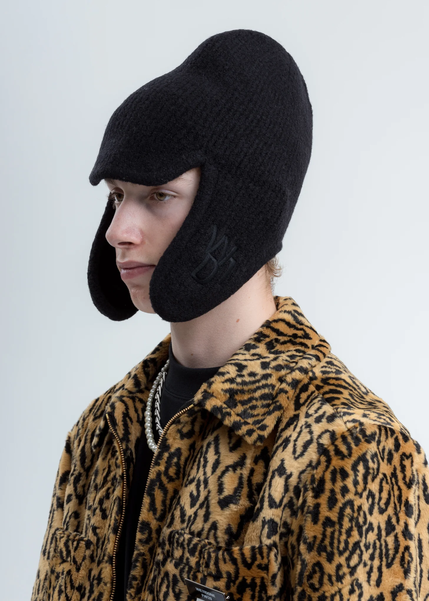 Black Felted Knit Earflap Hat
