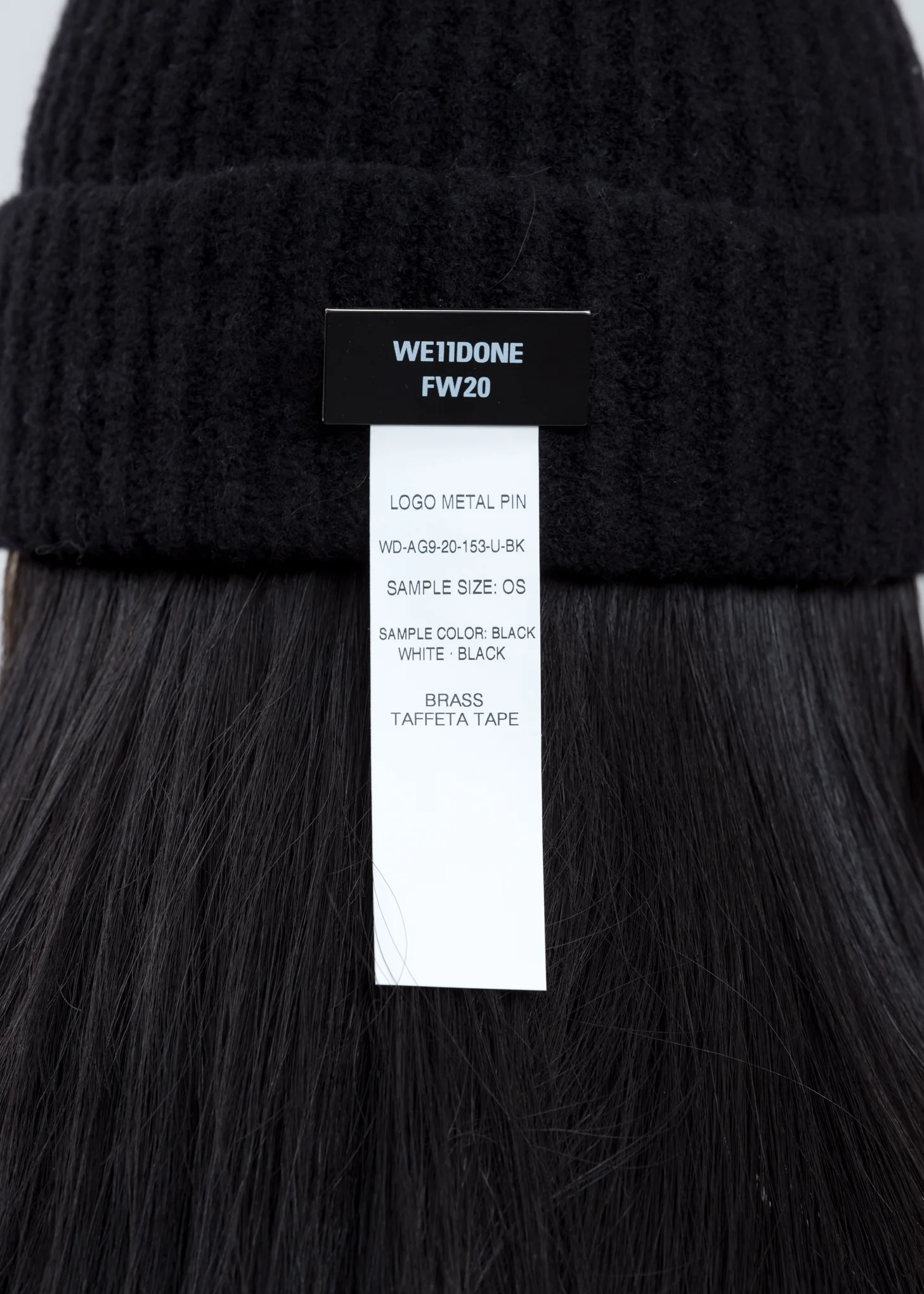 Black Felted Knit Long Beanie W/ Pin - Image 4