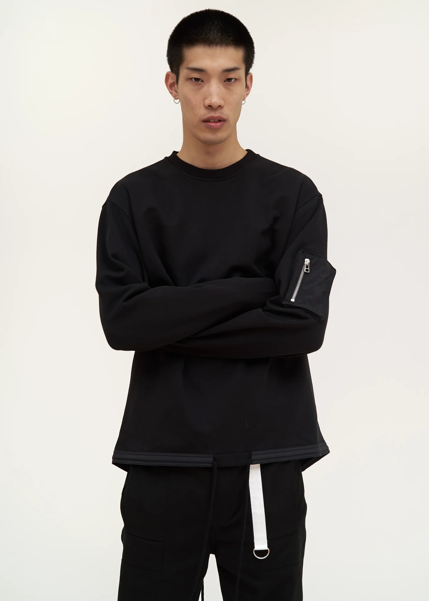Black Fishtail Crewneck