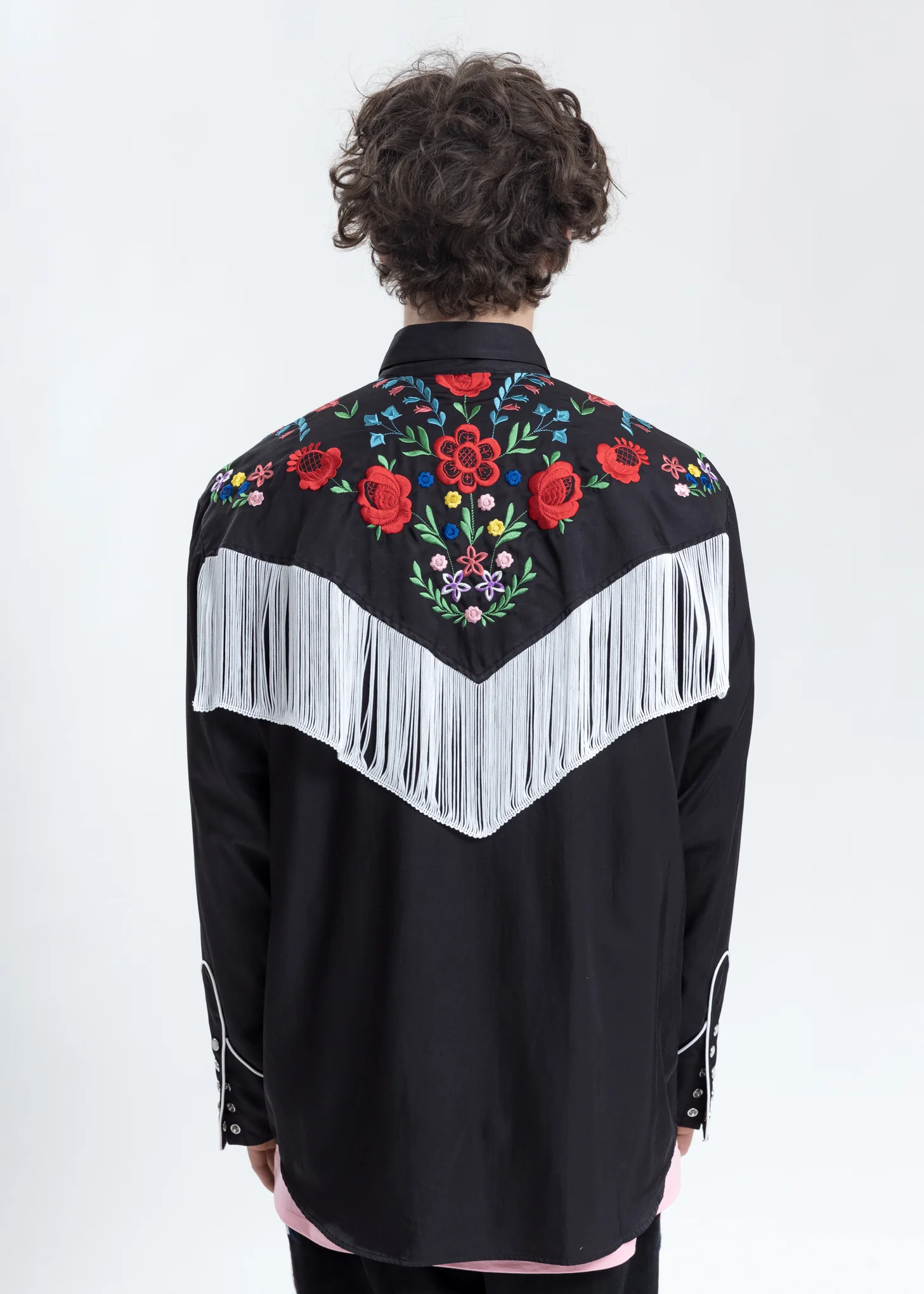 Black Flamenco Scarf Embroidery Western Shirt - Image 2