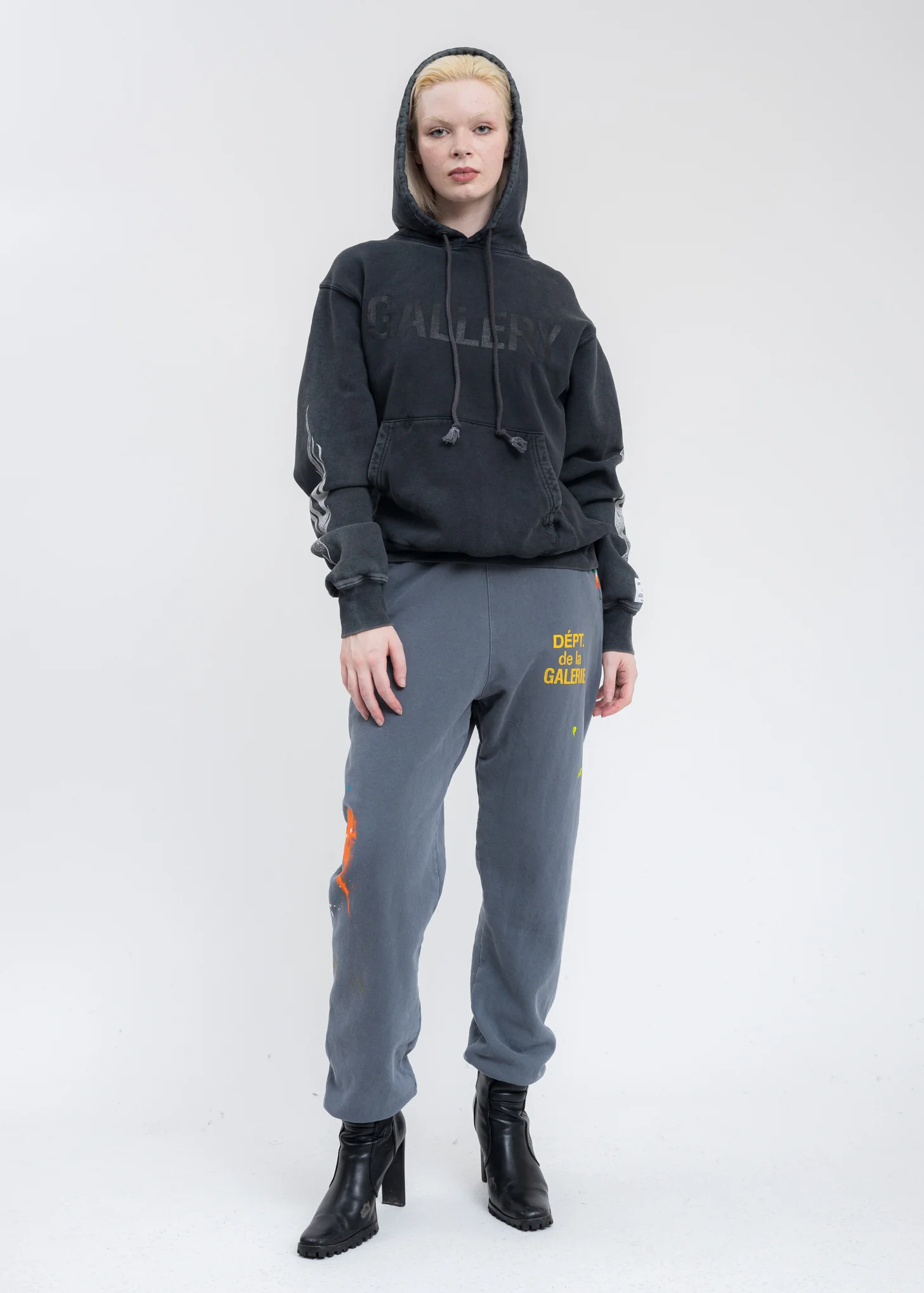 Black Flames Gallery Dept Logo Hoodie - Image 6