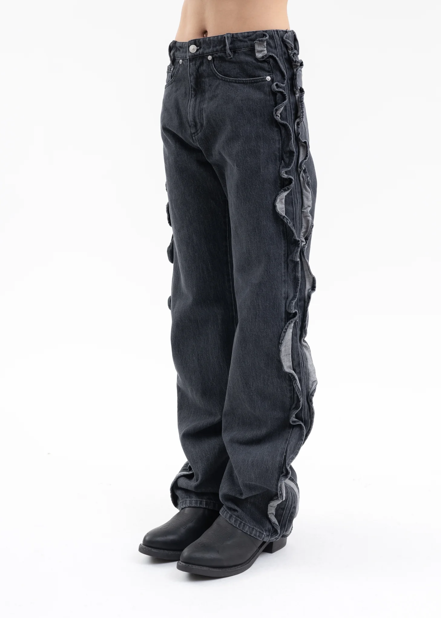 BLACK FLARE DENIM PANTS