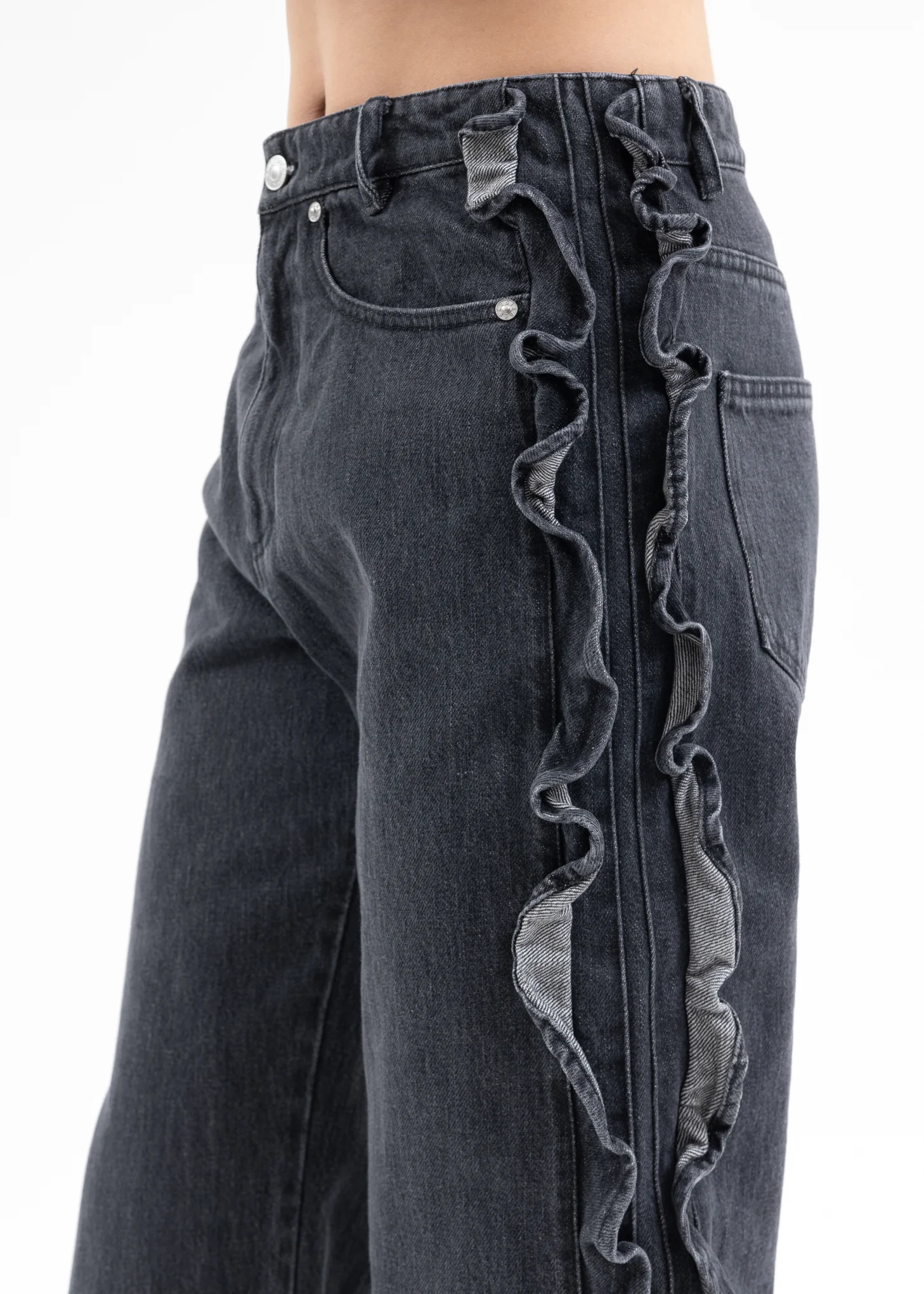 BLACK FLARE DENIM PANTS - Image 3