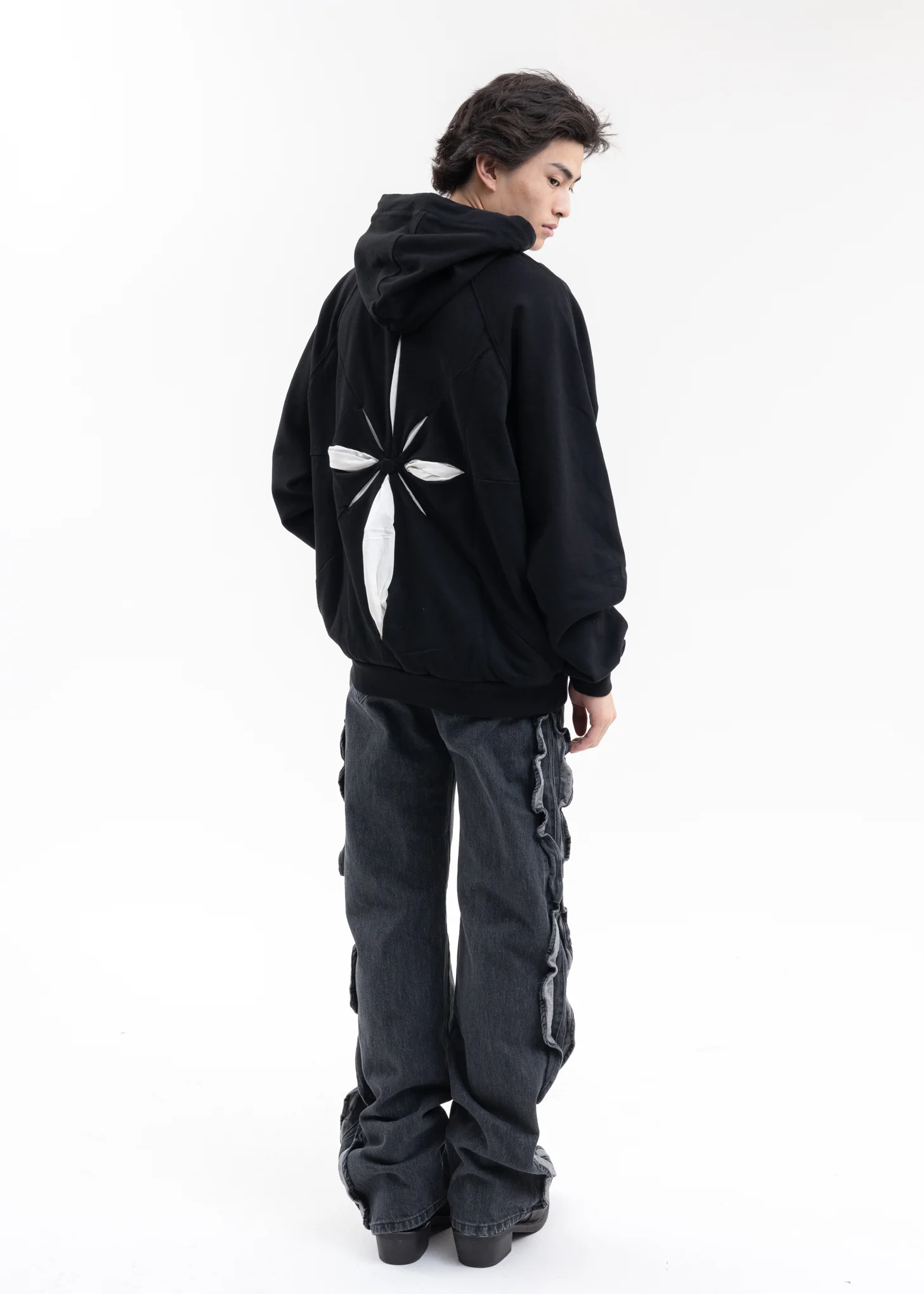 BLACK FLARE DENIM PANTS - Image 6