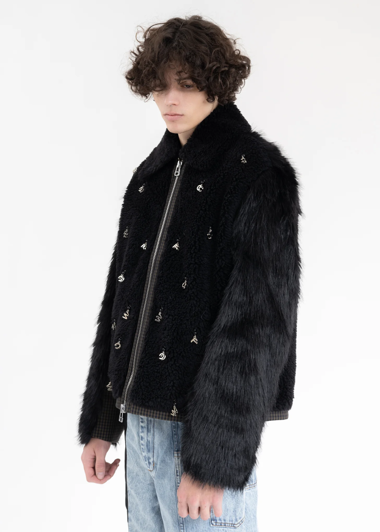Black Fleece Letter Pendant Jacket - Image 3