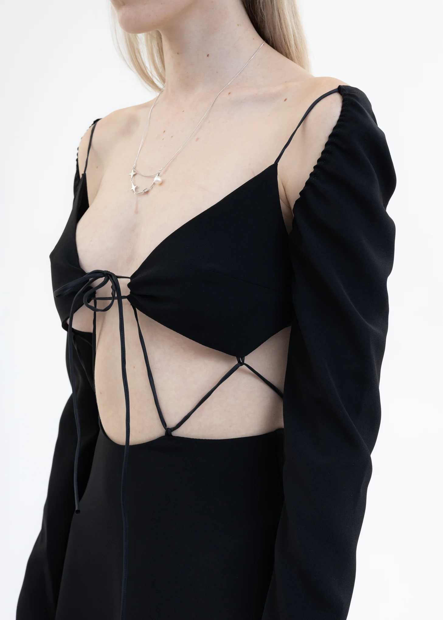 Black Flare Tie Dress - Image 5