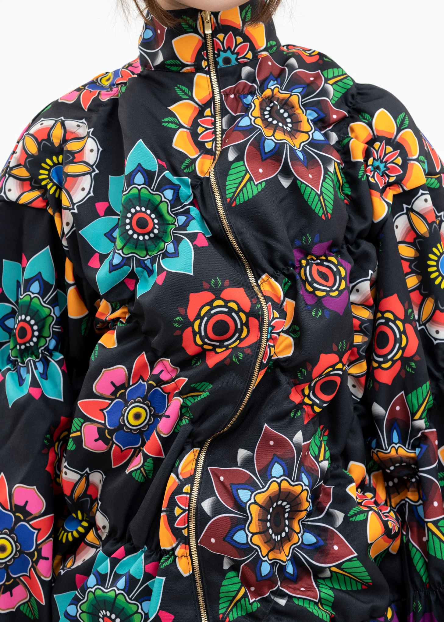 BLACK FLOWER PATTERN TRACK TOPS - Image 4
