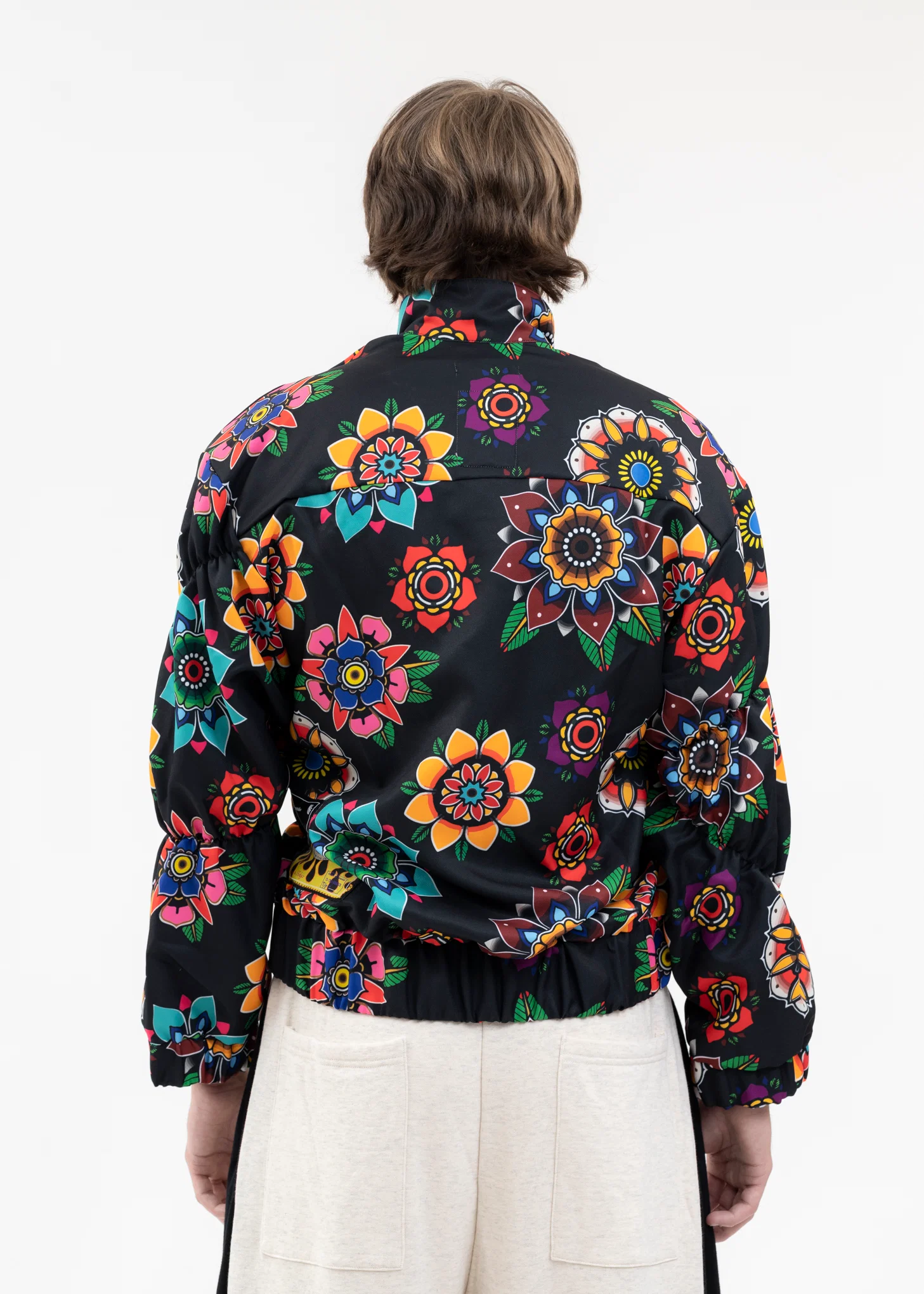 BLACK FLOWER PATTERN TRACK TOPS - Image 4
