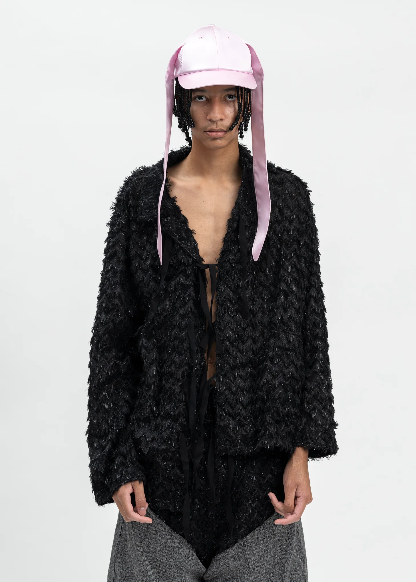 BLACK  FLUFFY PAJAMA SHIRT