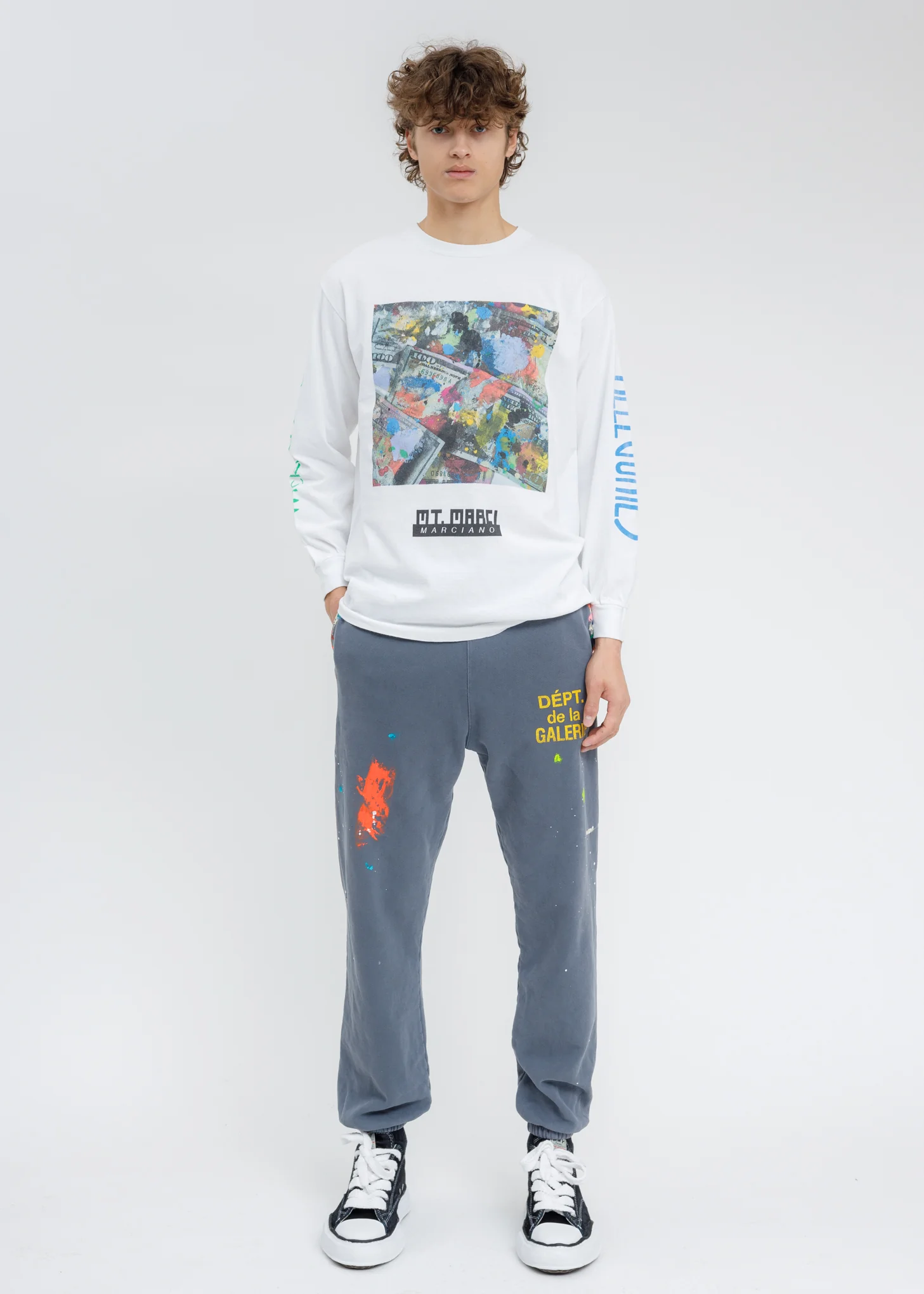 Grey FRENCH LOGO PAINTED Sweater Pants - Image 9