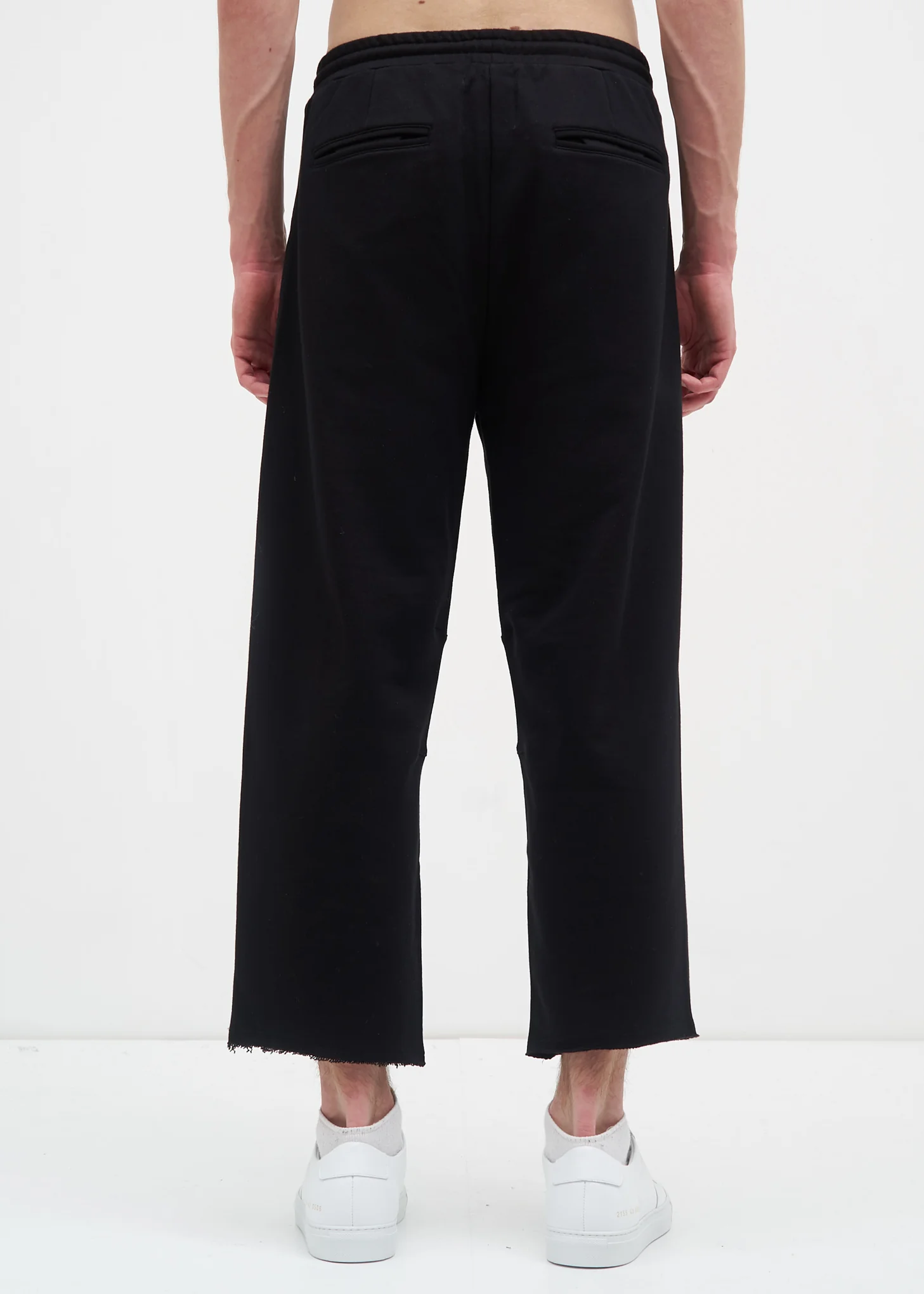 Black French Terry Cropped Wide Pants - Image 2