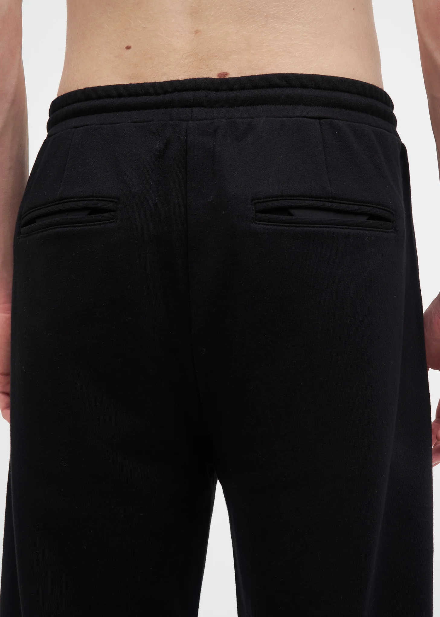 Black French Terry Cropped Wide Pants - Image 3