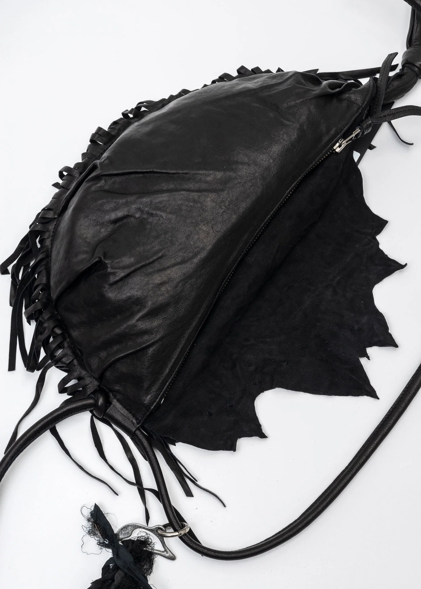 BLACK FRINGED LEATHER BAG - Image 8