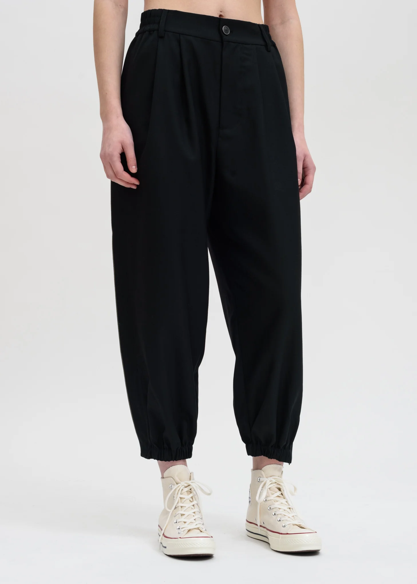 Black Front Pleat Trousers