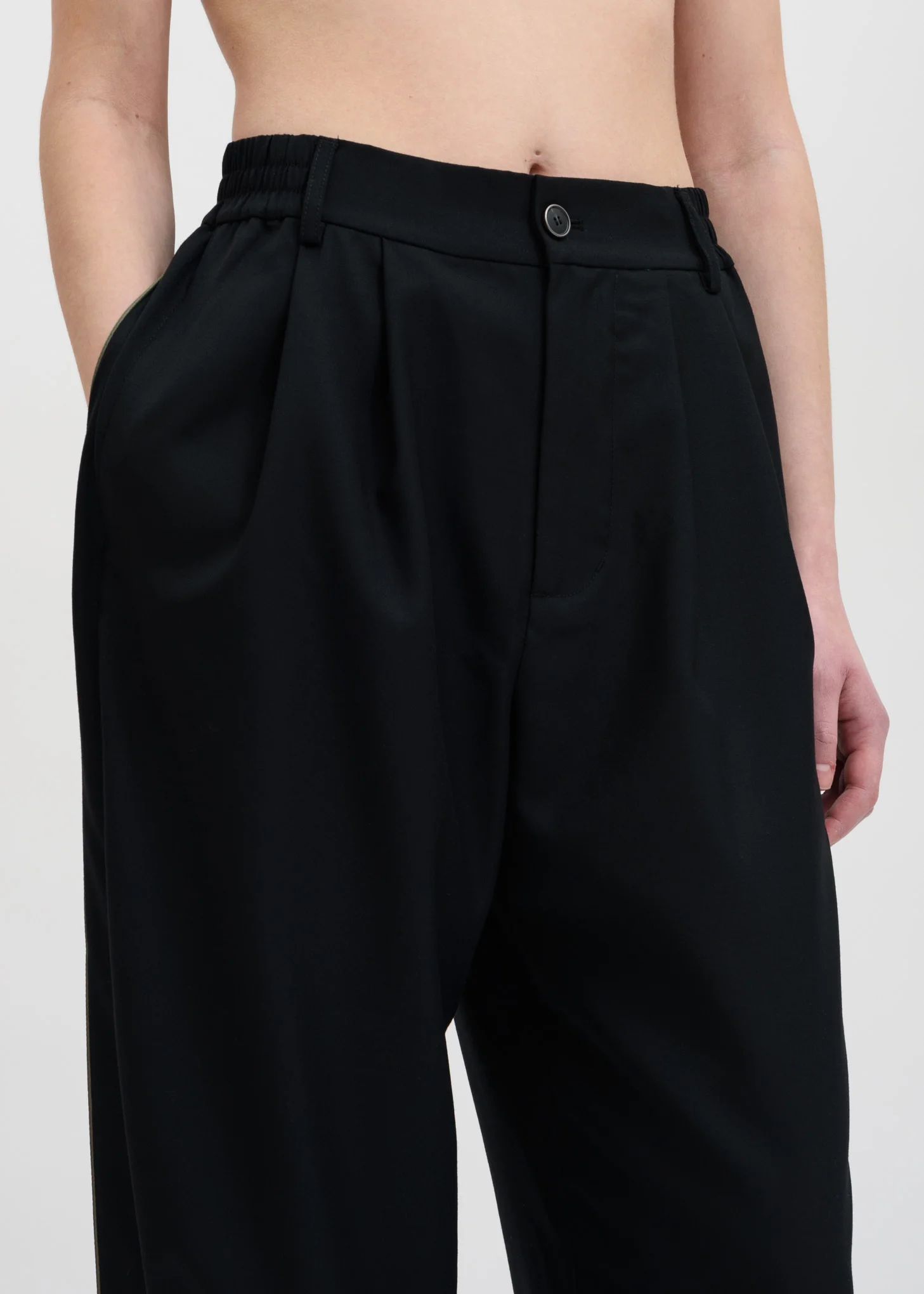 Black Front Pleat Trousers - Image 3