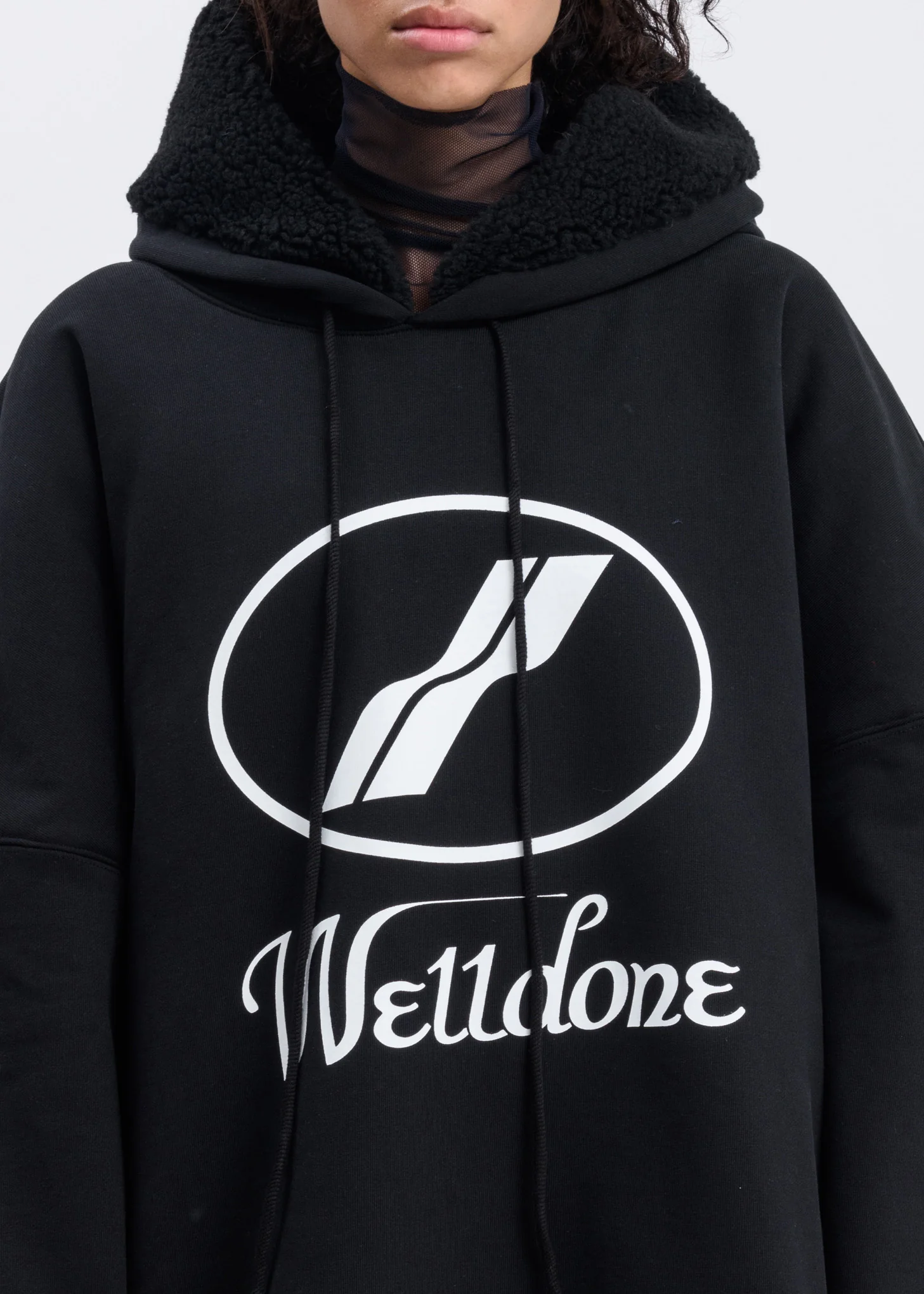 Black Fur Lined Logo Hoodie - Image 4