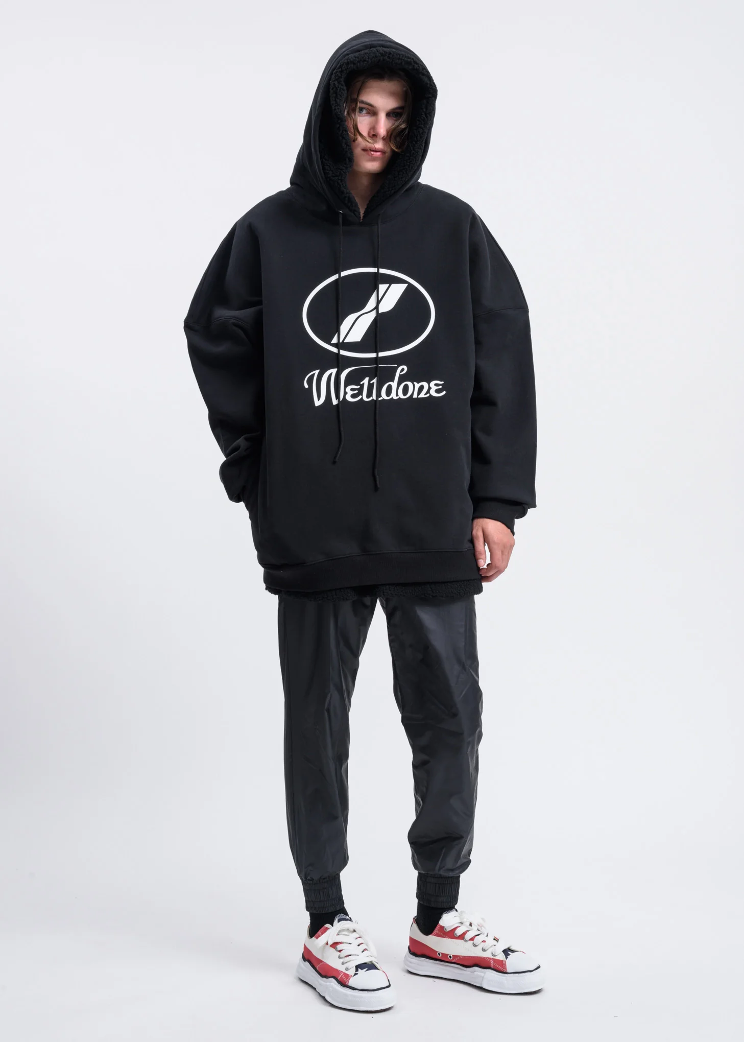 Black Fur Lined Logo Hoodie - Image 4