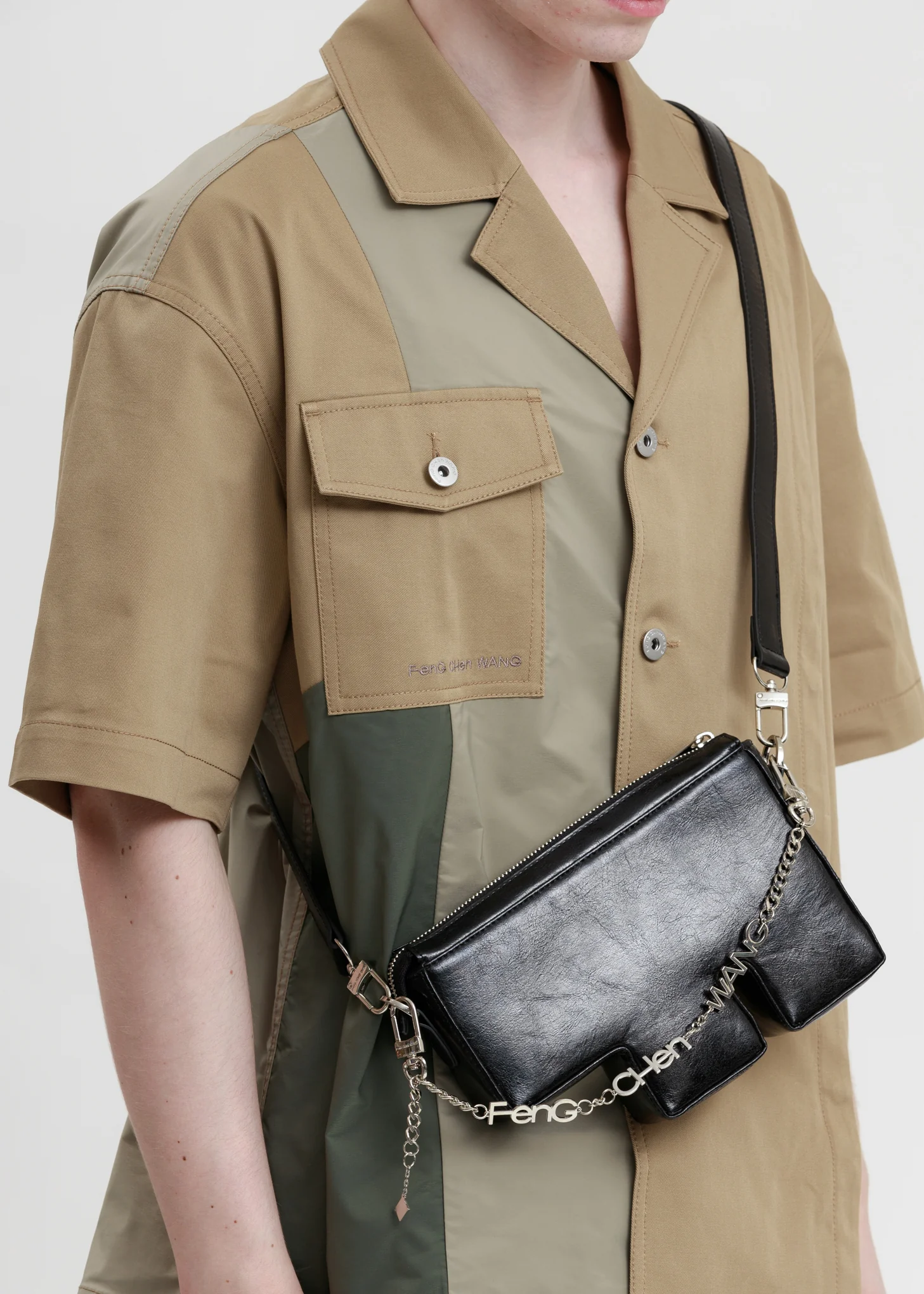 Black Shine Faux Leather F Bag - Image 2